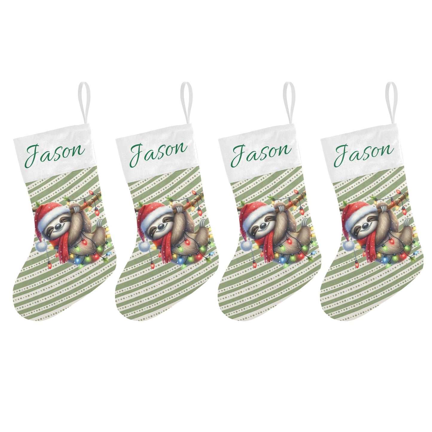 Sloth Christmas Stocking Custom Name Santa Socks Gift