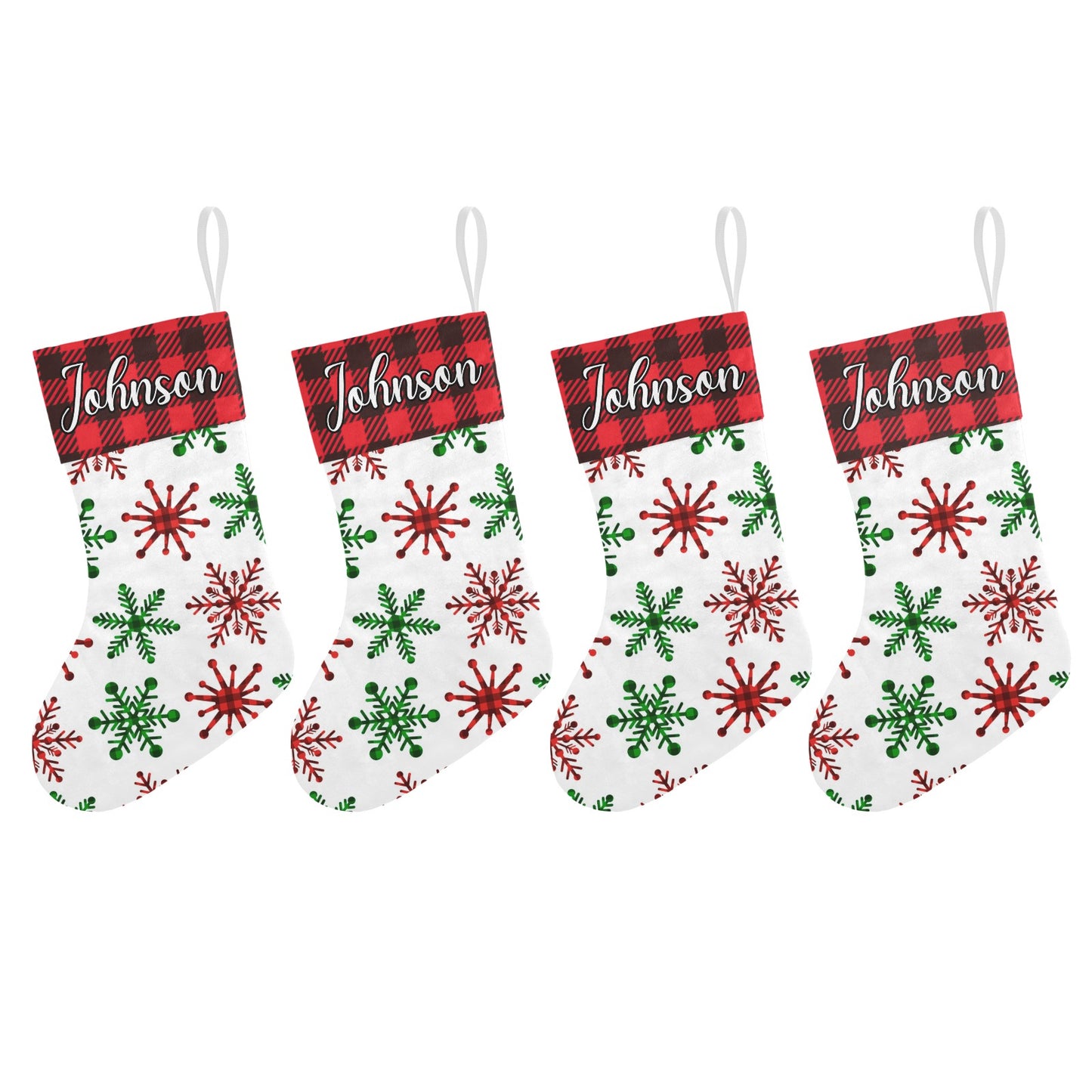 Snowflakes Christmas Stocking Custom Name Christmas Socks Gift
