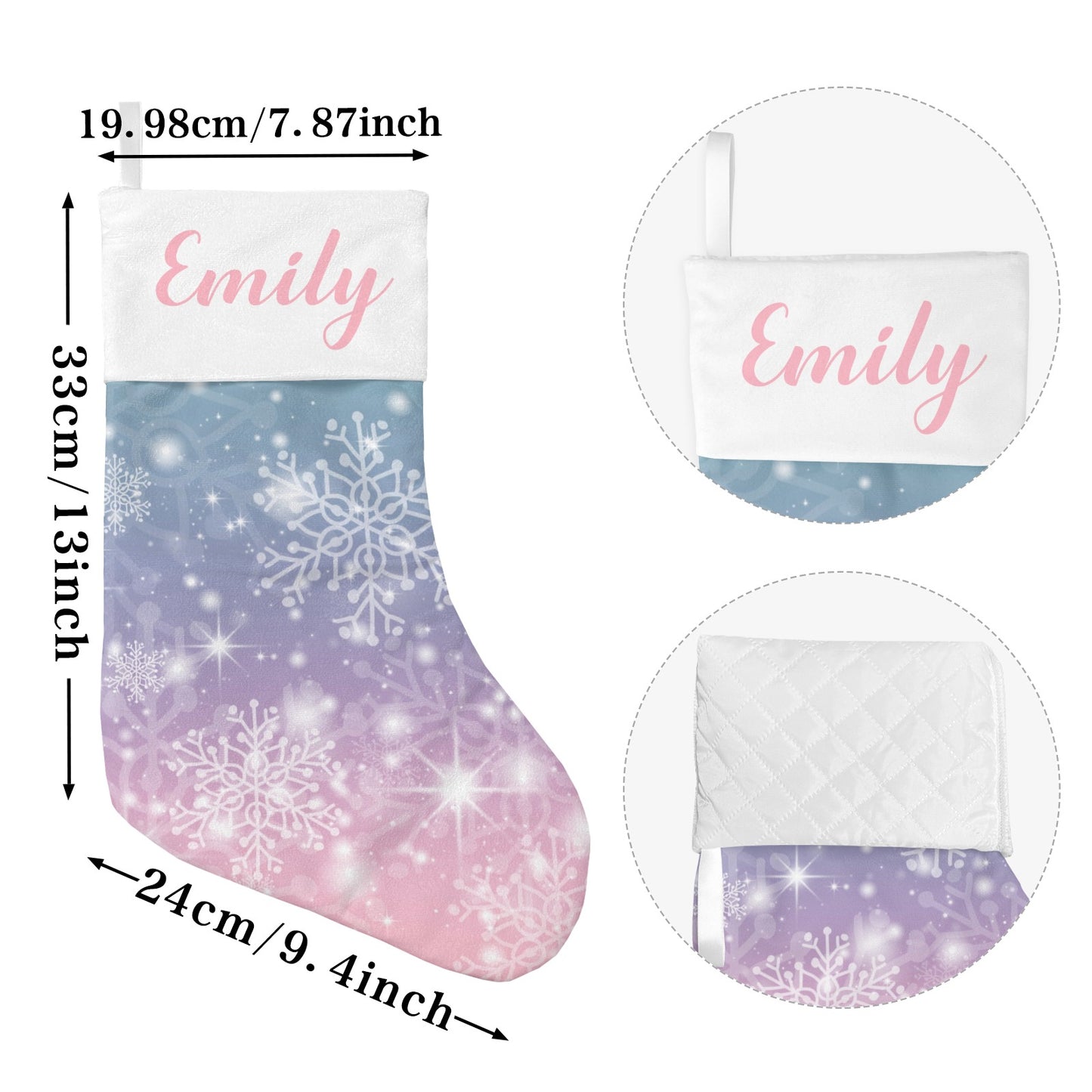 Snowflakes Christmas Stocking Custom Name Christmas Socks Gift