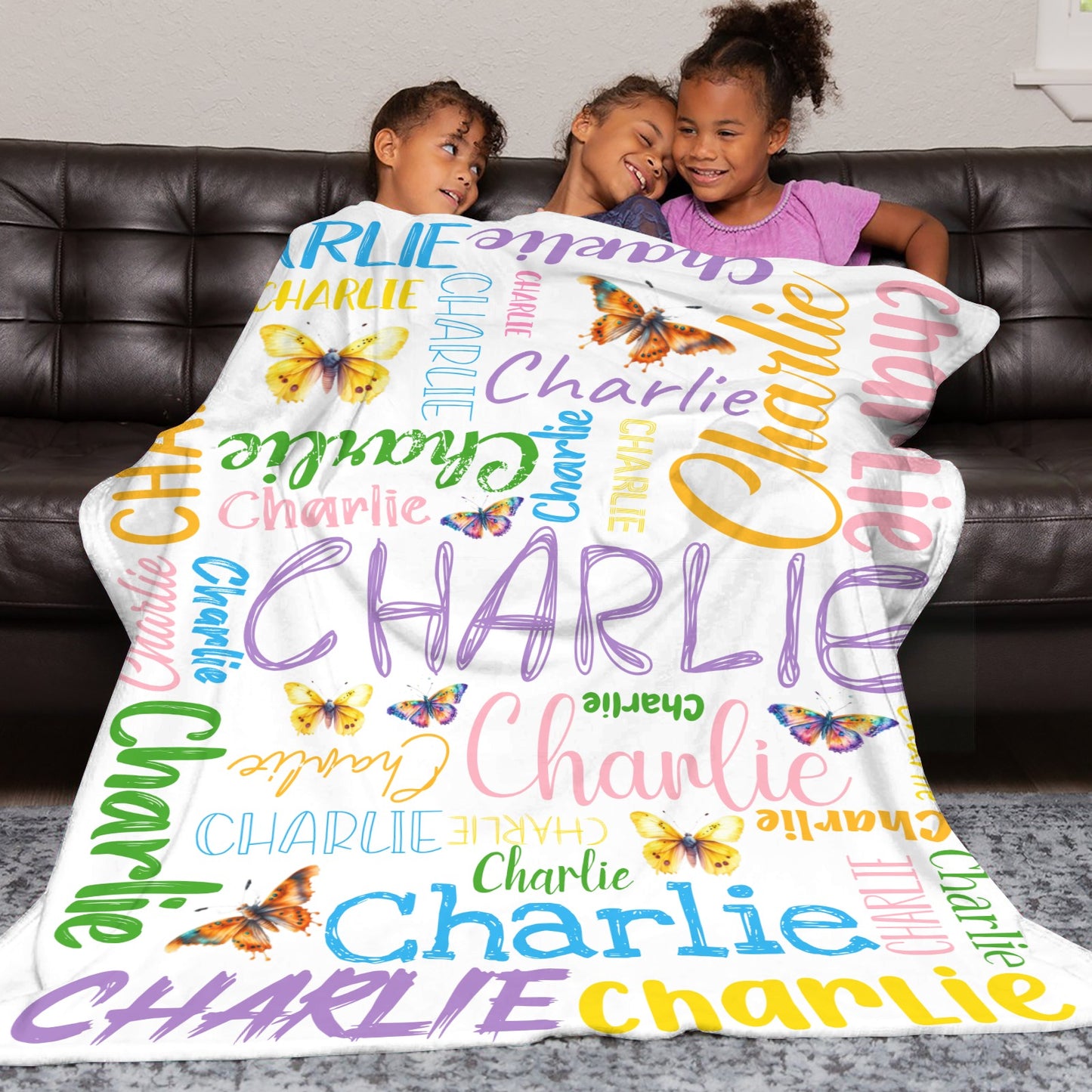 White Flannel Blanket Custom Name Blanket Gift for Men Women