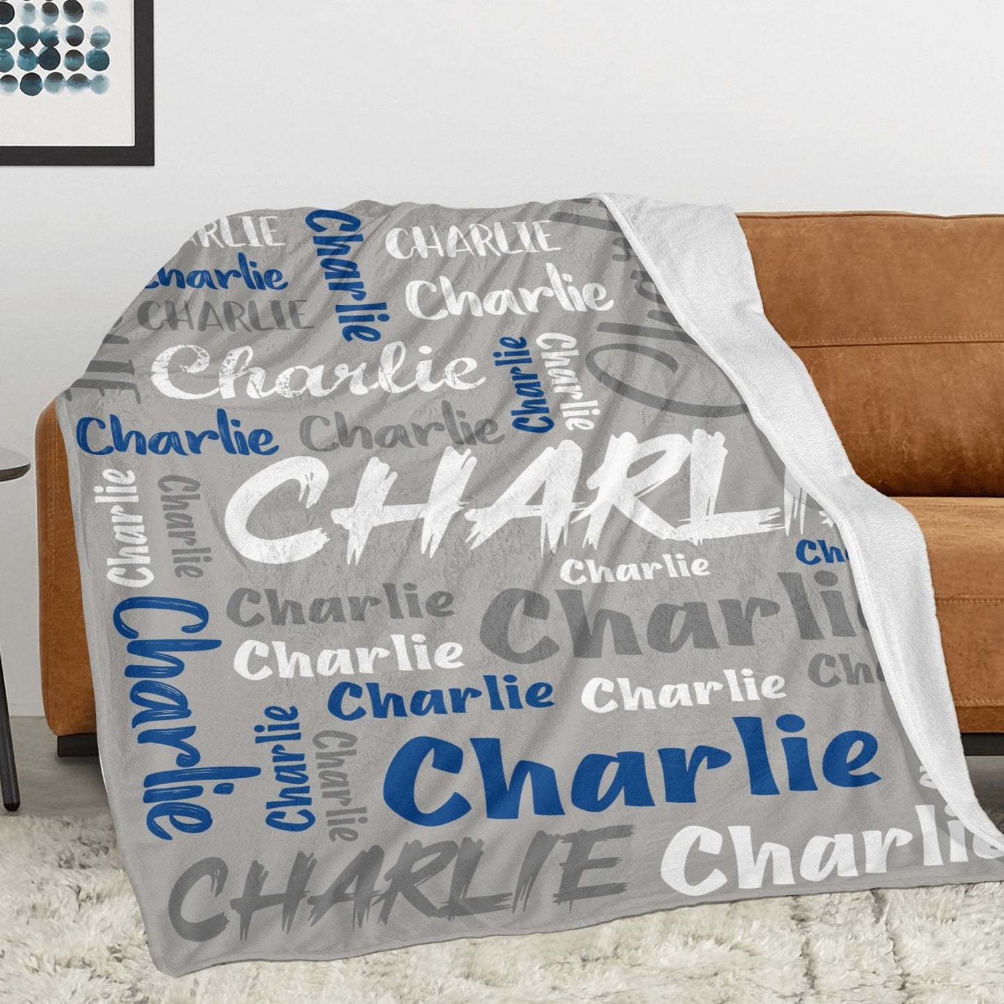 Grey Flannel Blanket Custom Name Blanket Gift for Men Women