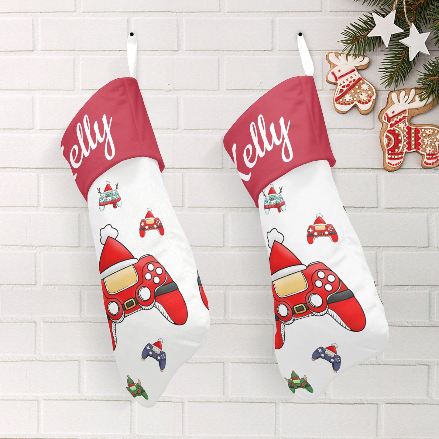 Games Console Christmas Stocking Custom Name Santa Socks Gift