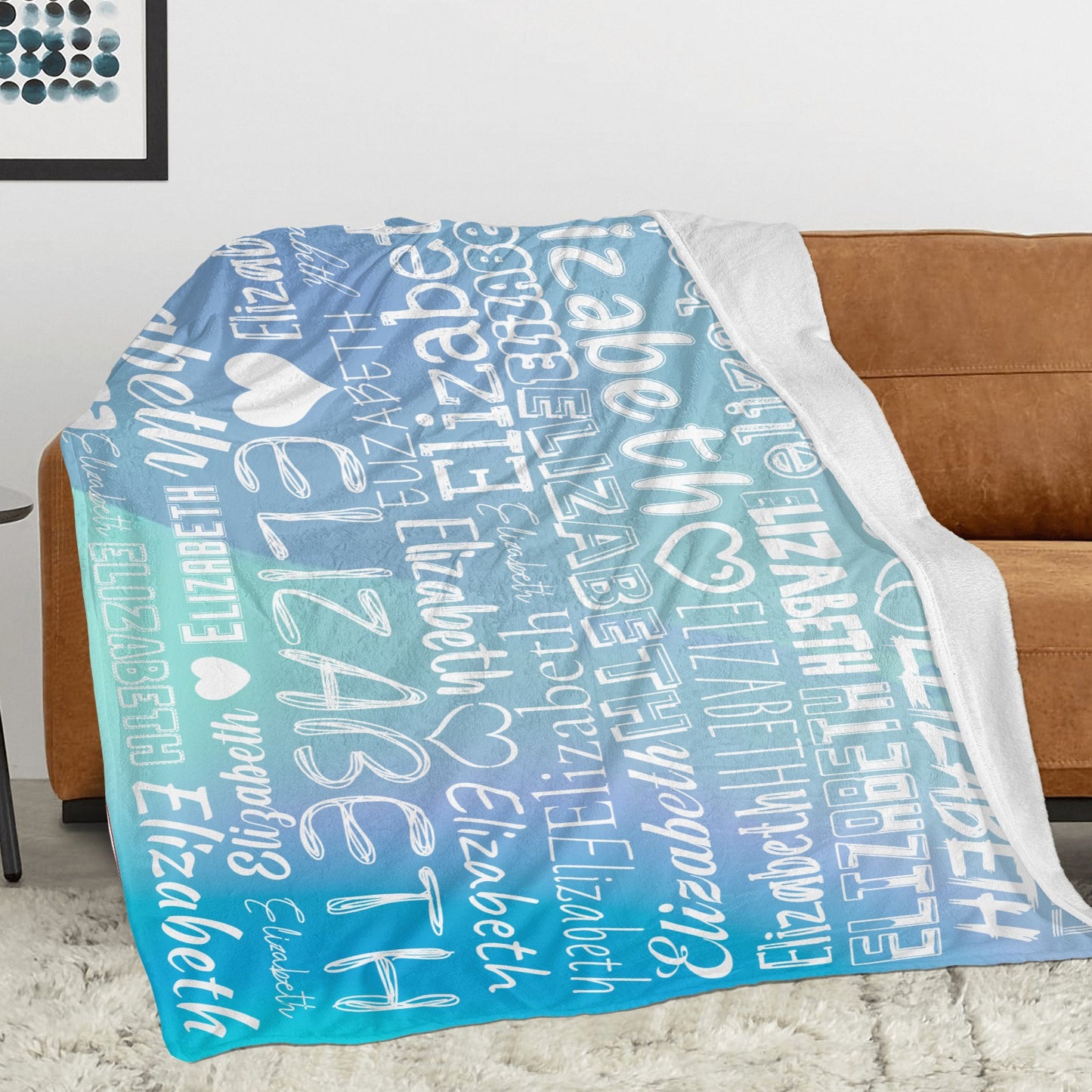 Blue Flannel Blanket Name Blanket Personalized Blanket for Adult Kids Flannel Customize Throw Blanket Custom