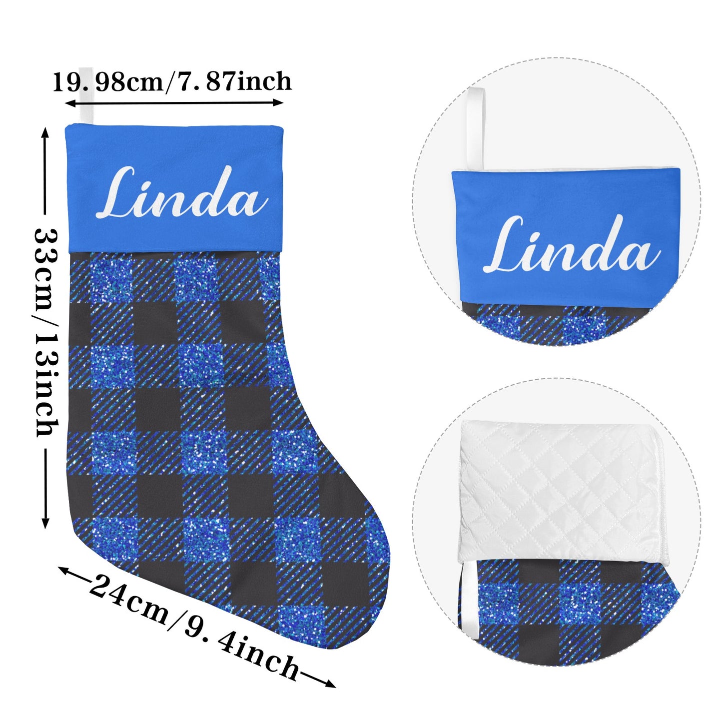 Blue Buffalo Bling Christmas Stocking Custom Name Christmas Socks Gift