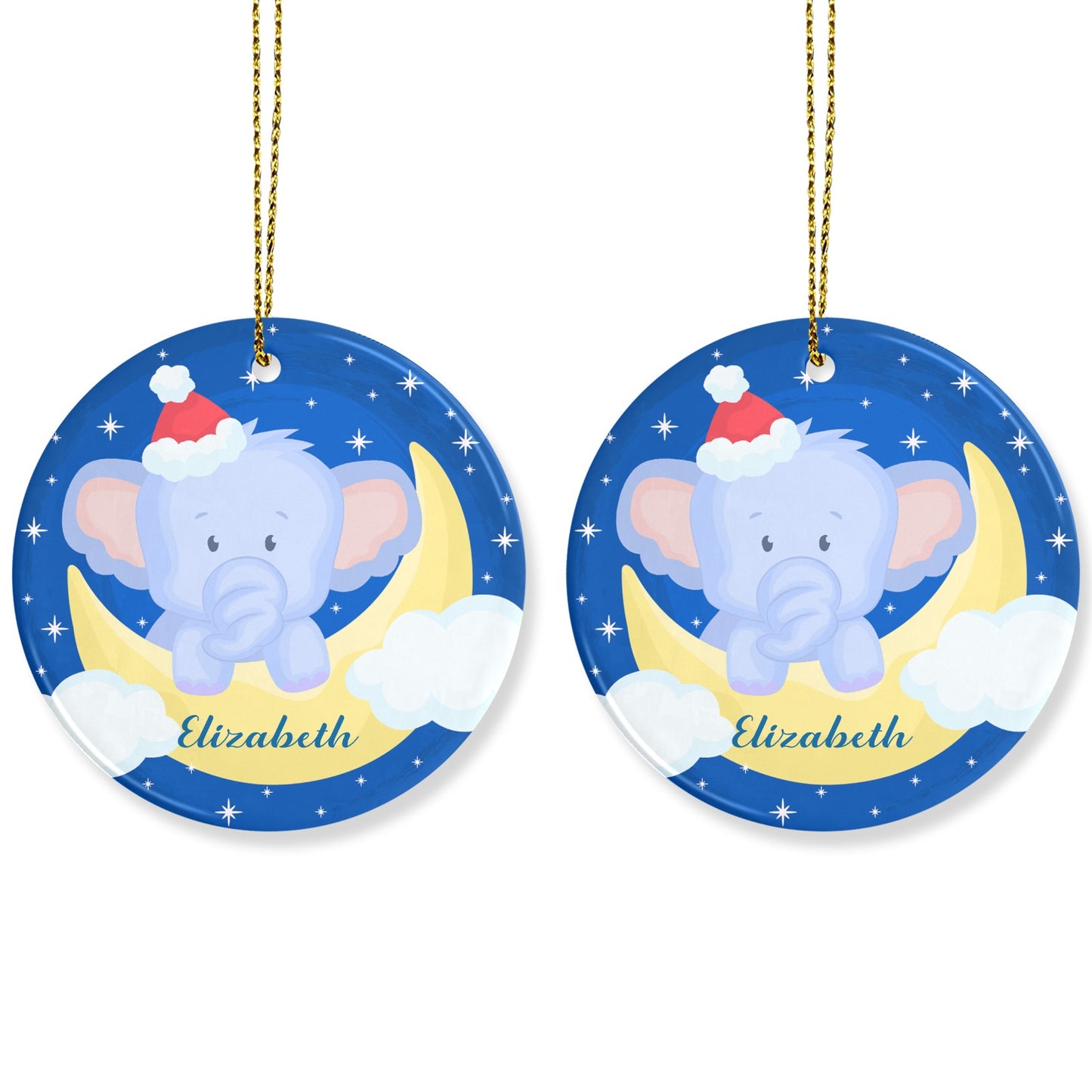Baby Elephant Christmas Ornaments Custom Name Santa Gift