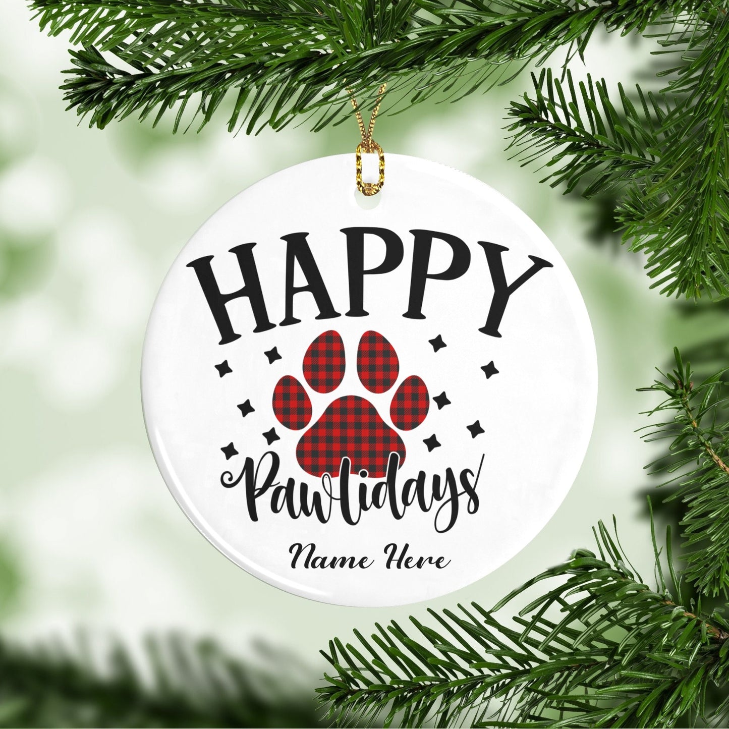 Happy Pawlidays Christmas Ornaments Custom Name Santa Gift