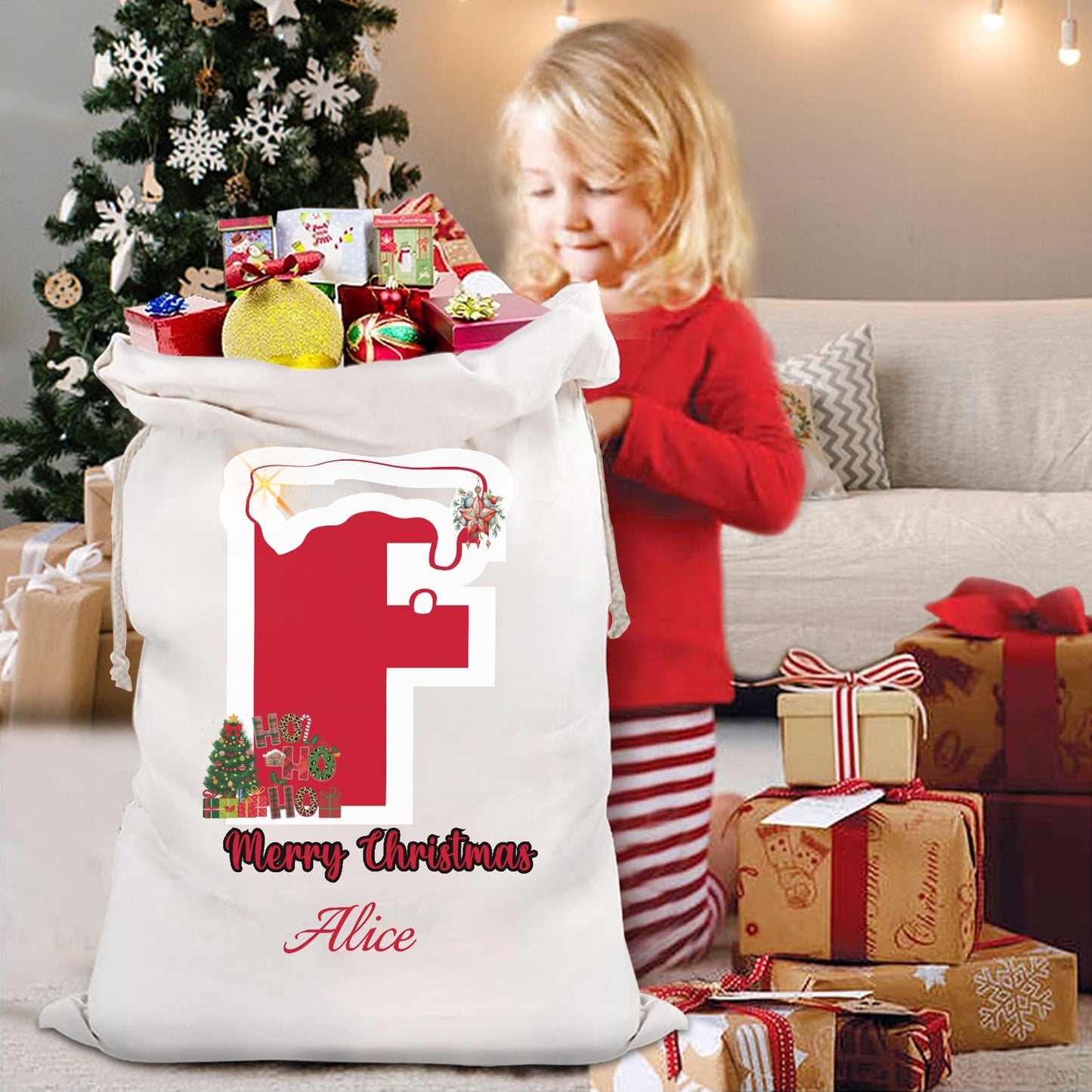 F Christmas Gift Bag 2024 Christmas Best Gift for Children