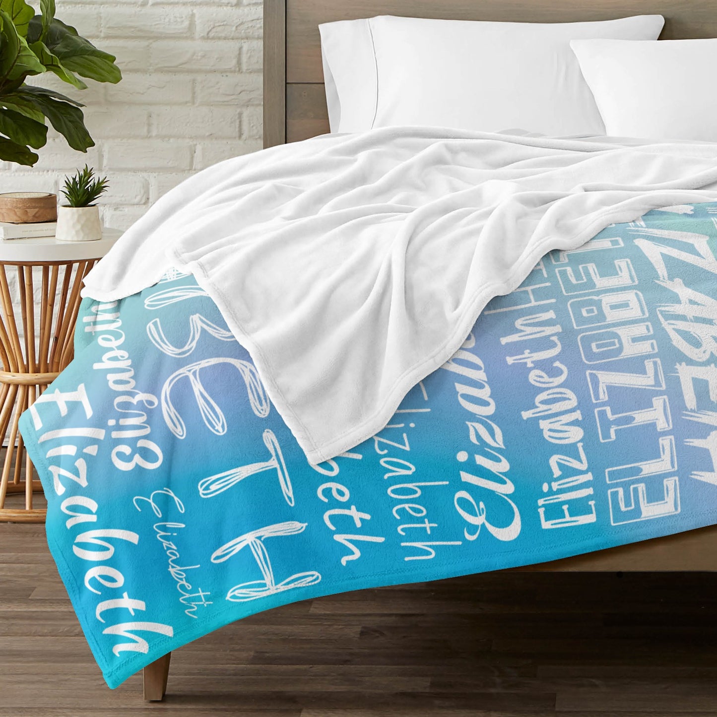 Blue Flannel Blanket Name Blanket Personalized Blanket for Adult Kids Flannel Customize Throw Blanket Custom