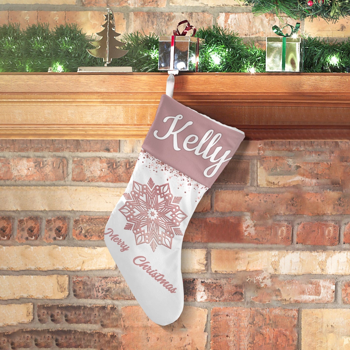 Snow Christmas Stocking Custom Name Santa Socks Gift