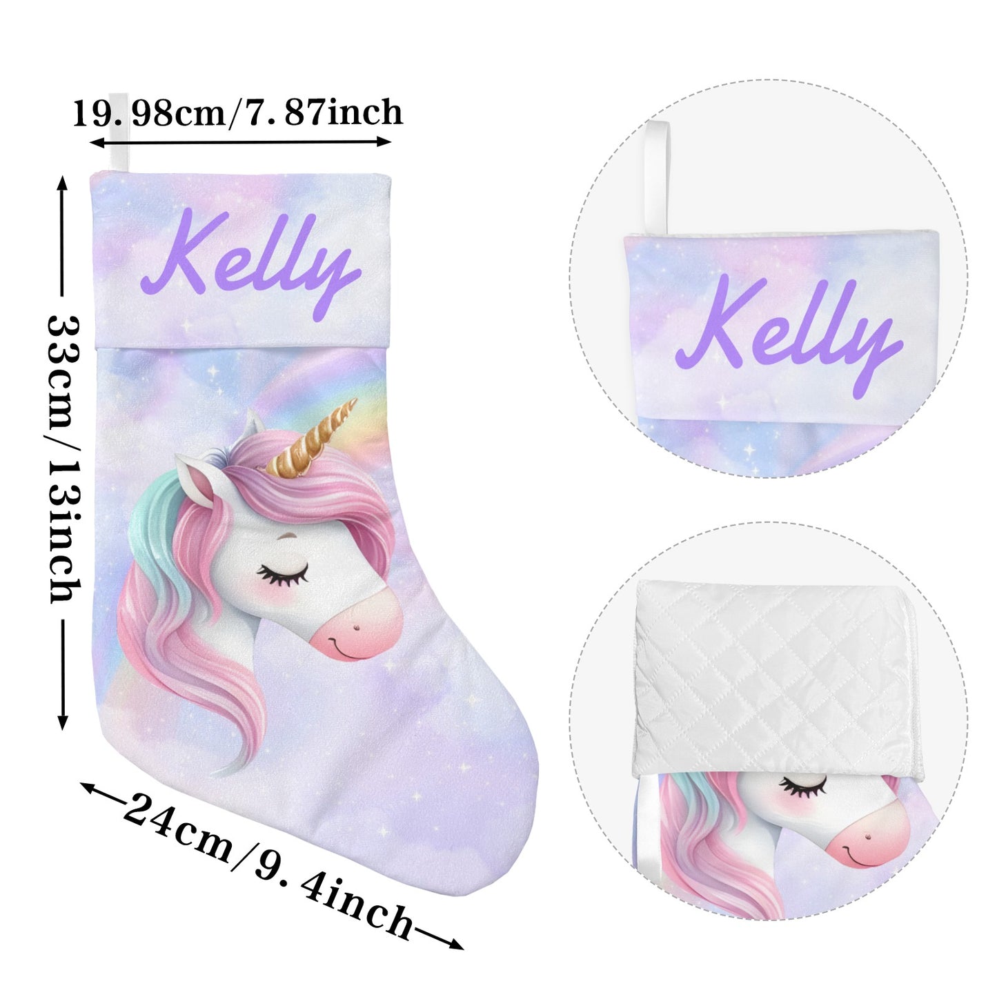 Unicorn Christmas Stocking Custom Name Santa Socks Gift