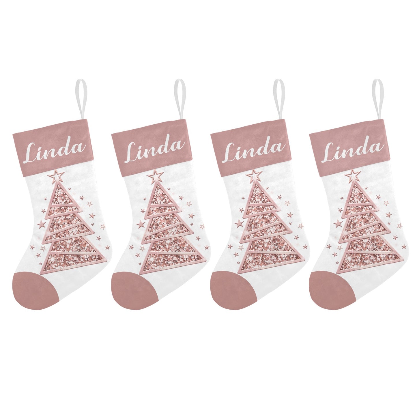 Christmas Tree Rose Gold Christmas Stocking Custom Name Christmas Socks Gift