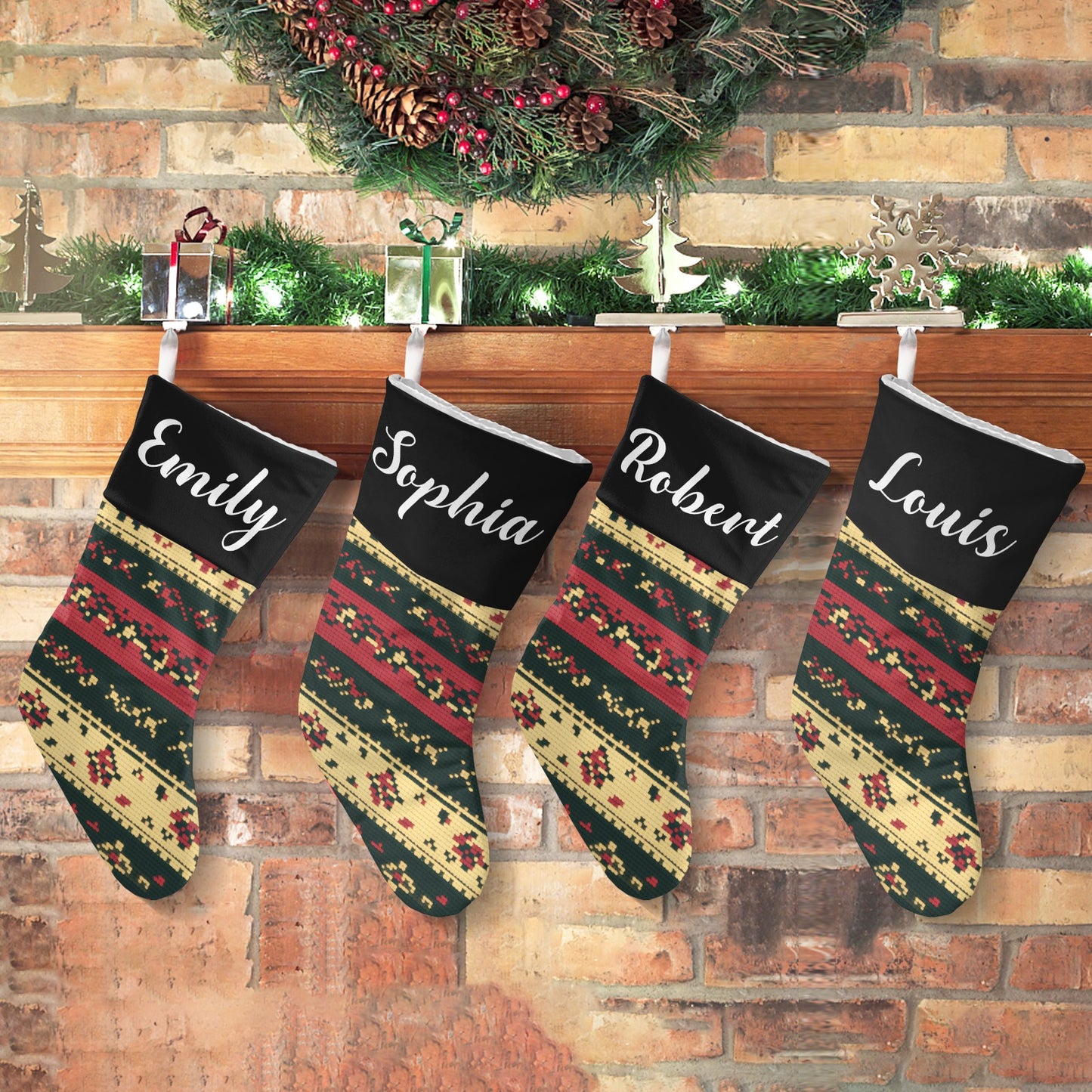 Black Christmas Stocking Custom Name Christmas Socks Gift
