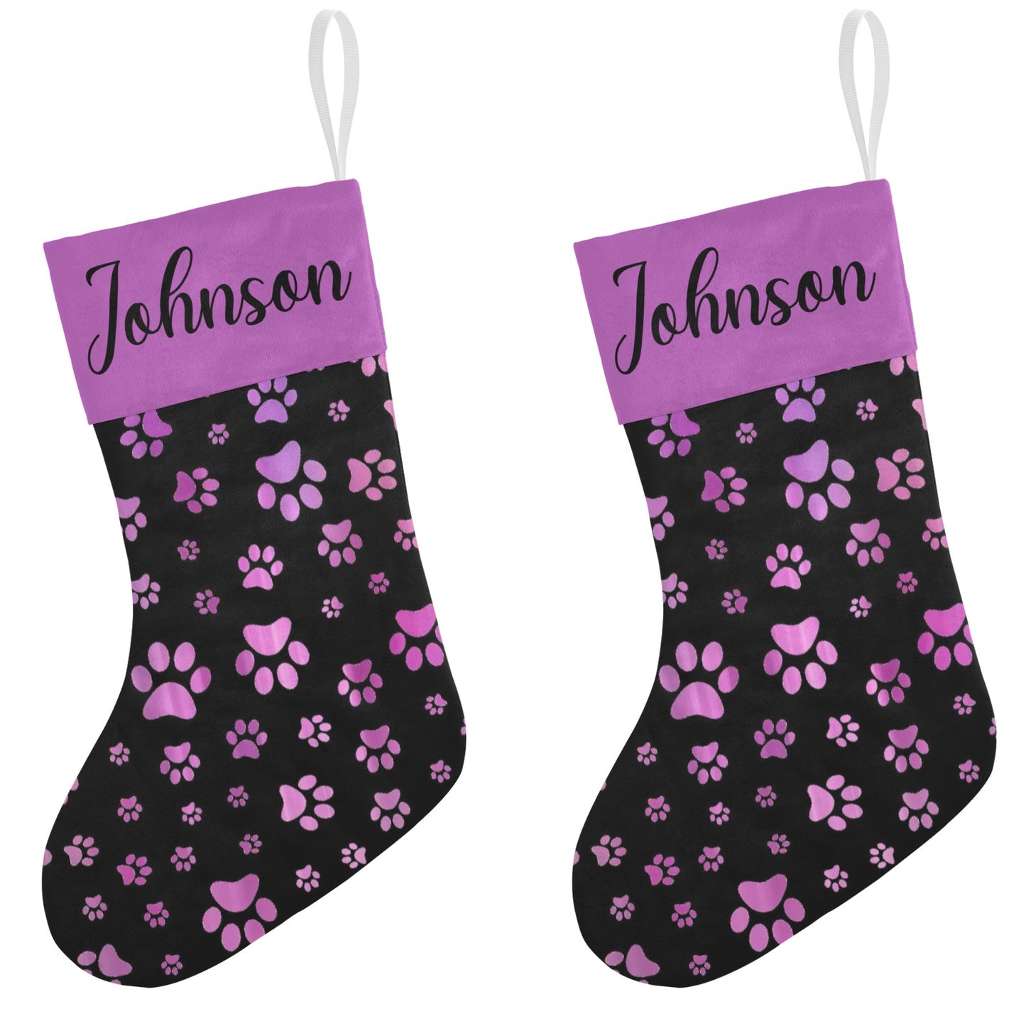 Dog Paw Christmas Stocking Custom Name Christmas Socks Gift