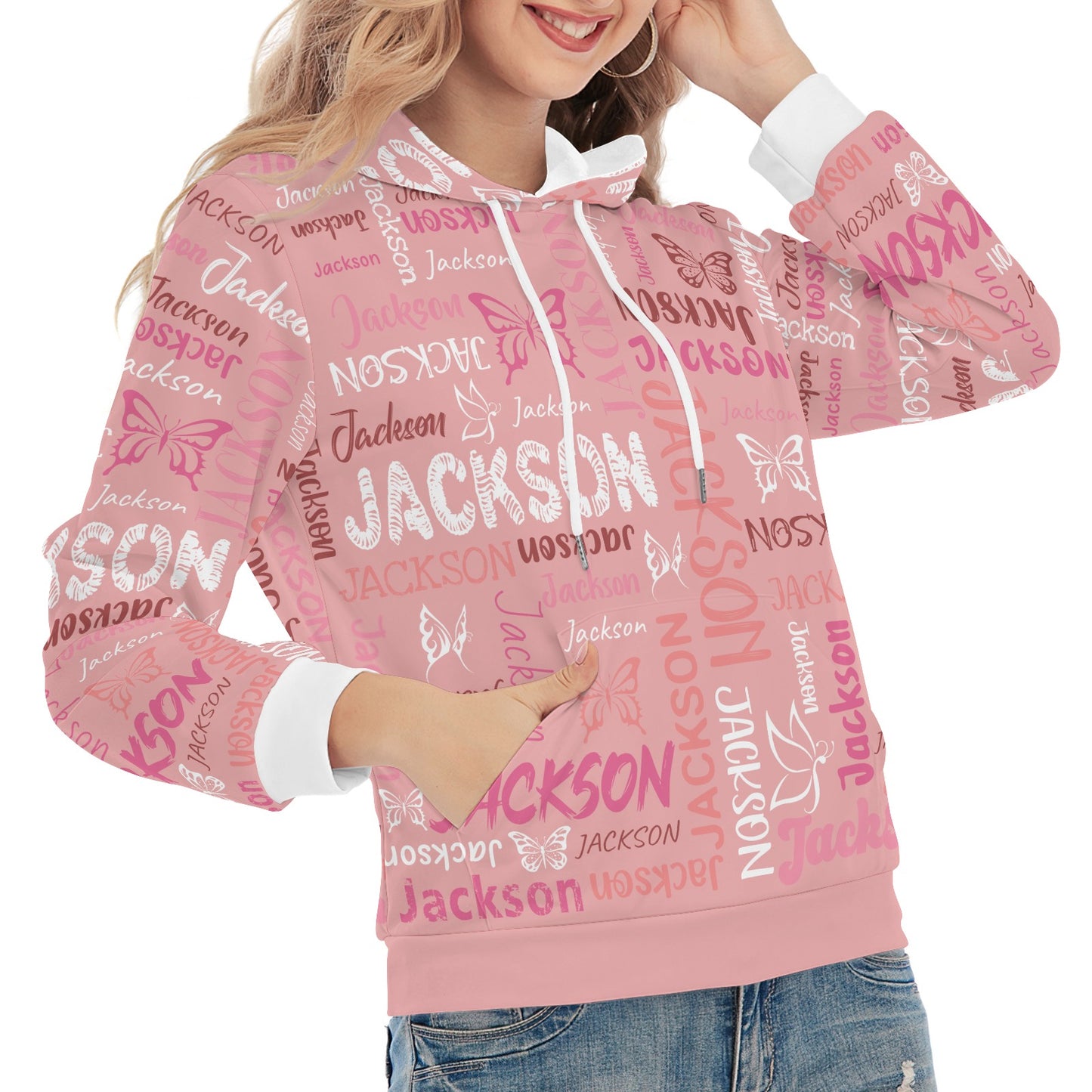 Pink Unisex Heavy Blend Hoodie Custom Hoodie Design Your Own Personalized Hoodies for Women