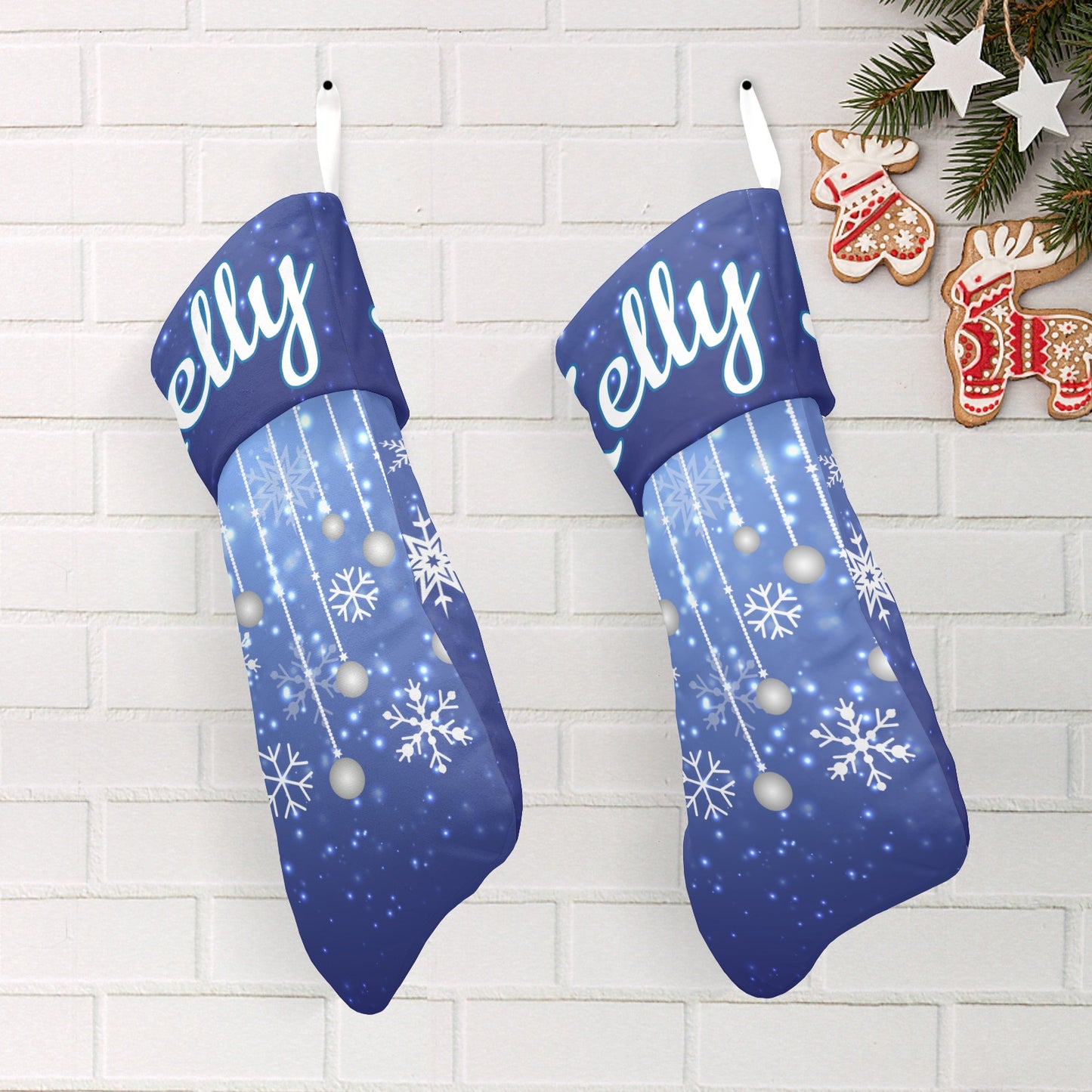 Blue Starry Sky Christmas Stocking Custom Name Santa Socks Gift
