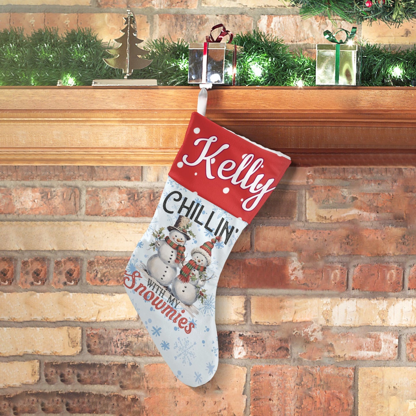 Snowman Snowflake Christmas Stocking Custom Name Santa Socks Gift