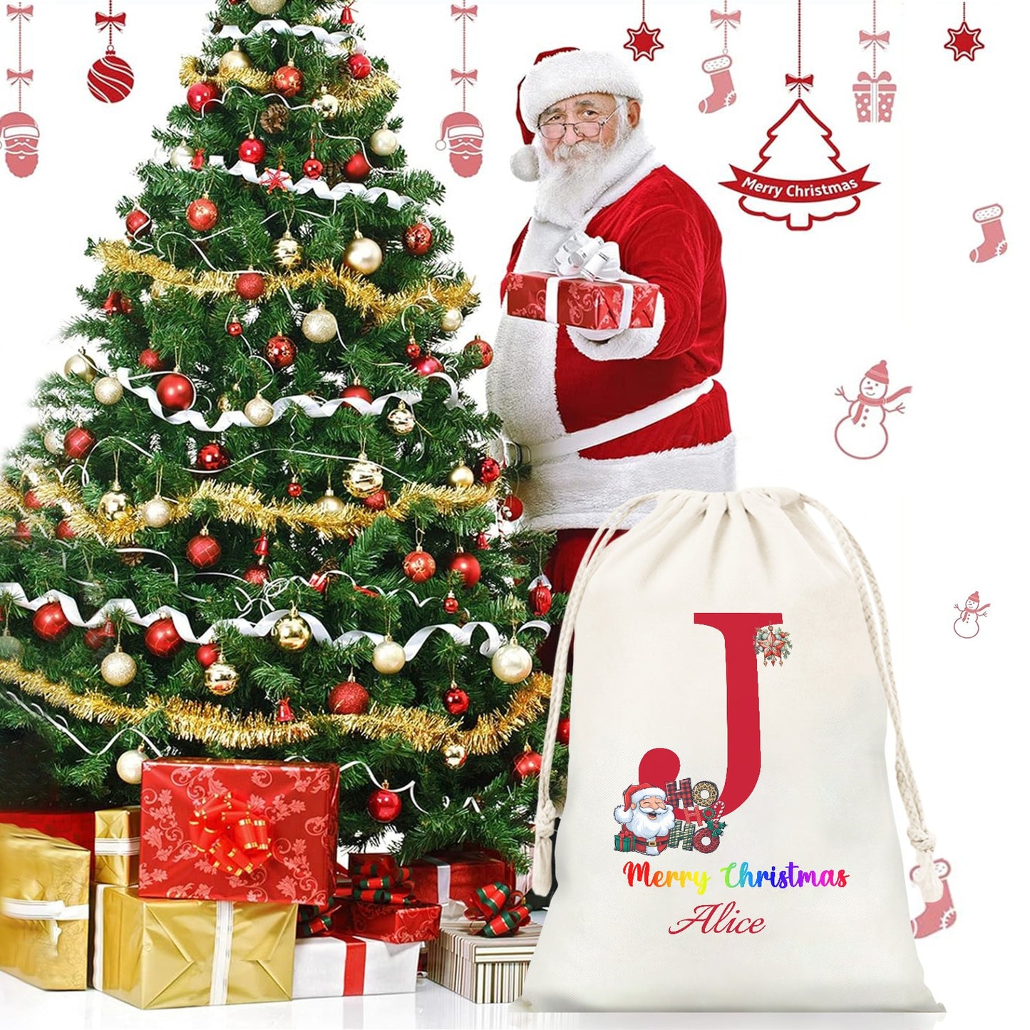 Christmas objects J Christmas Gift Bag 2024 Christmas Best Gift for Children
