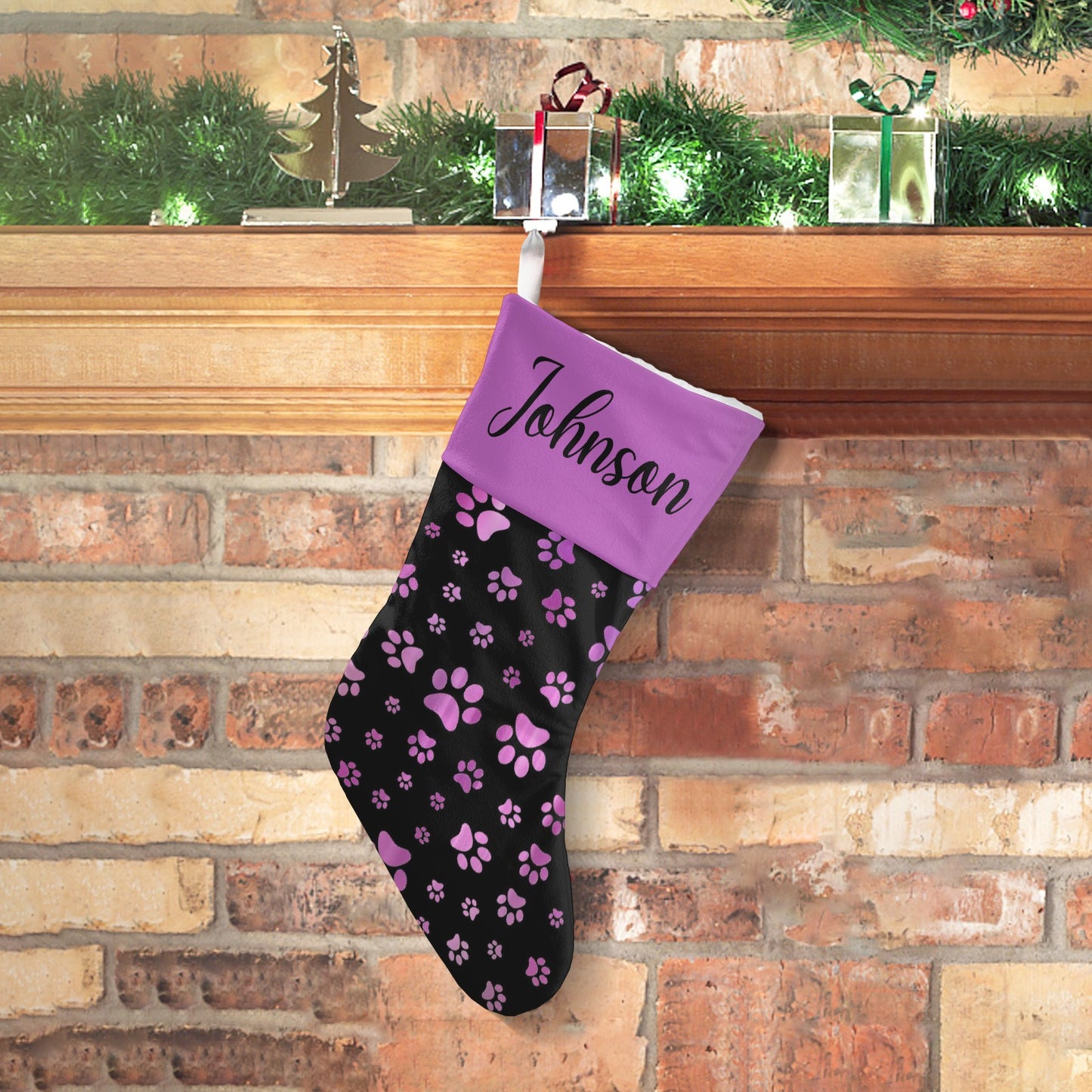 Dog Paw Christmas Stocking Custom Name Christmas Socks Gift