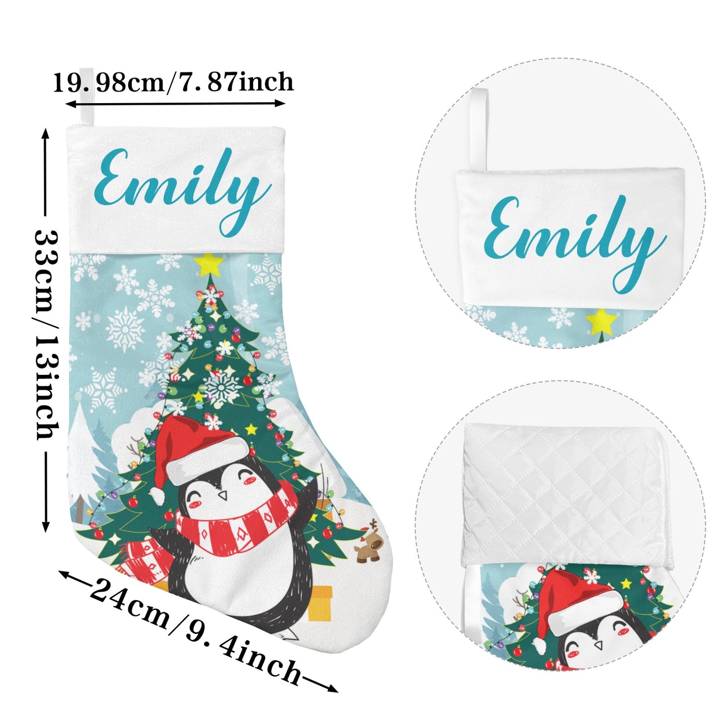 Christmas Penguin Christmas Stocking Custom Name Christmas Socks Gift