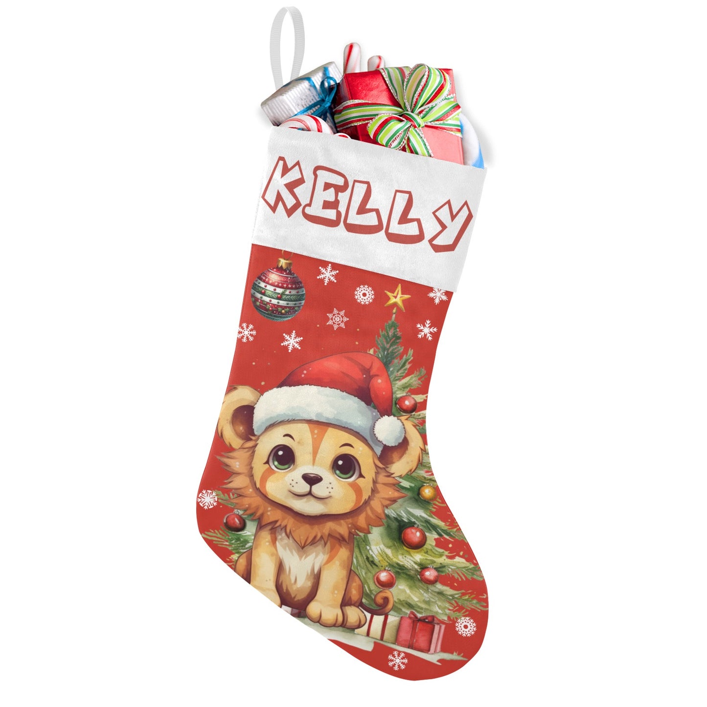 Christmas Lion Christmas Stocking Custom Name Santa Socks Gift