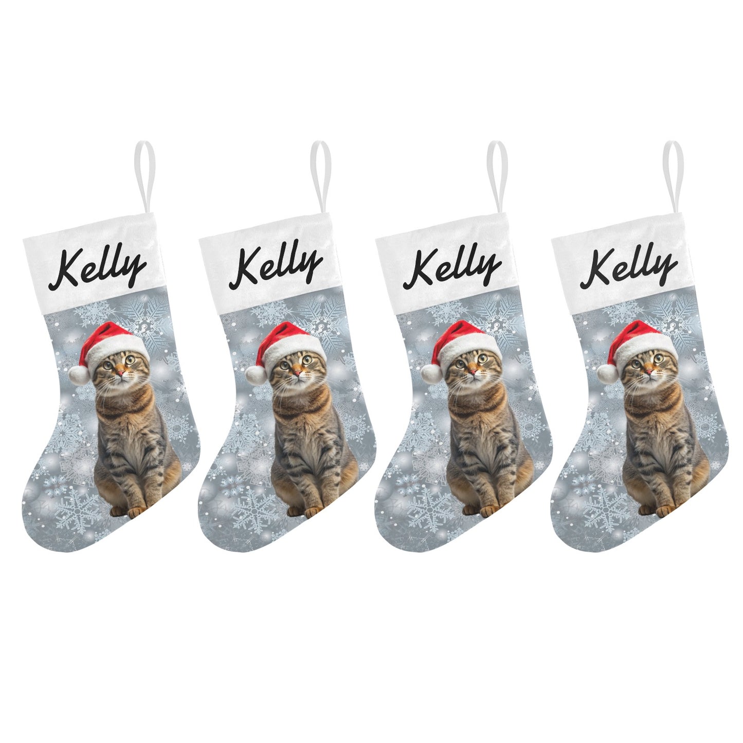 Cat Christmas Stocking Custom Name Santa Socks Gift