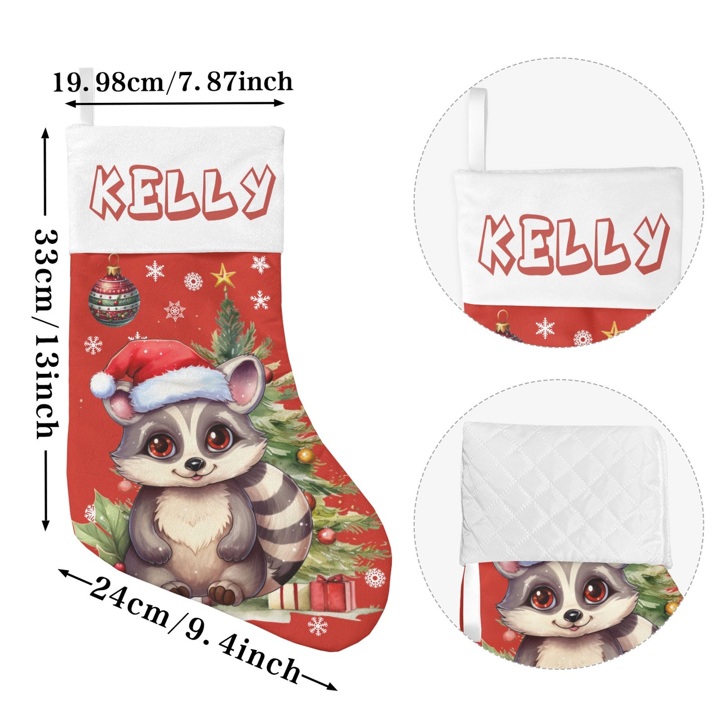 Christmas Raccoon Christmas Stocking Custom Name Santa Socks Gift