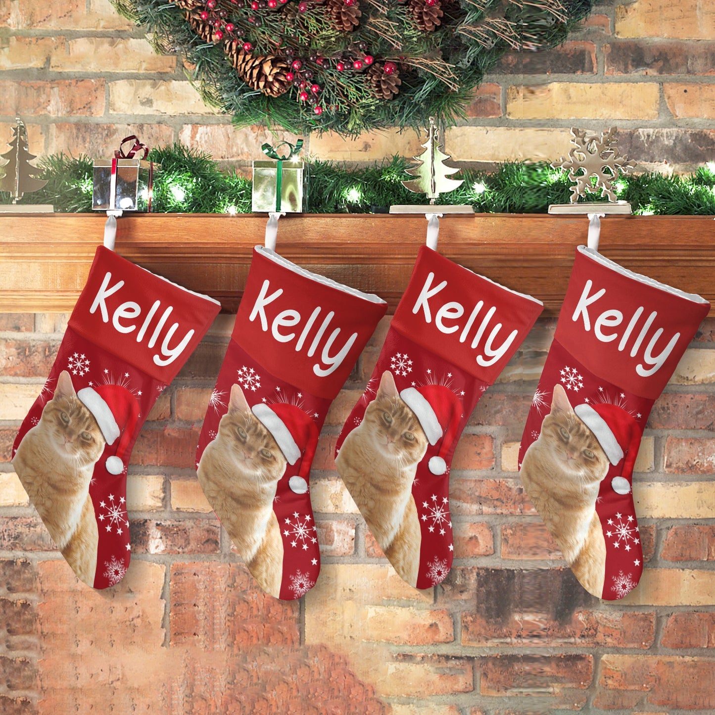 cat-live Christmas Stocking Custom Name Santa Socks Gift