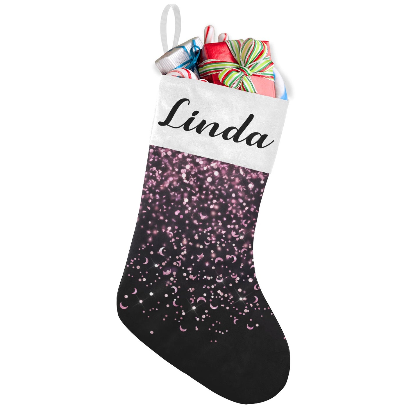 Black Christmas Stocking Custom Name Christmas Socks Gift