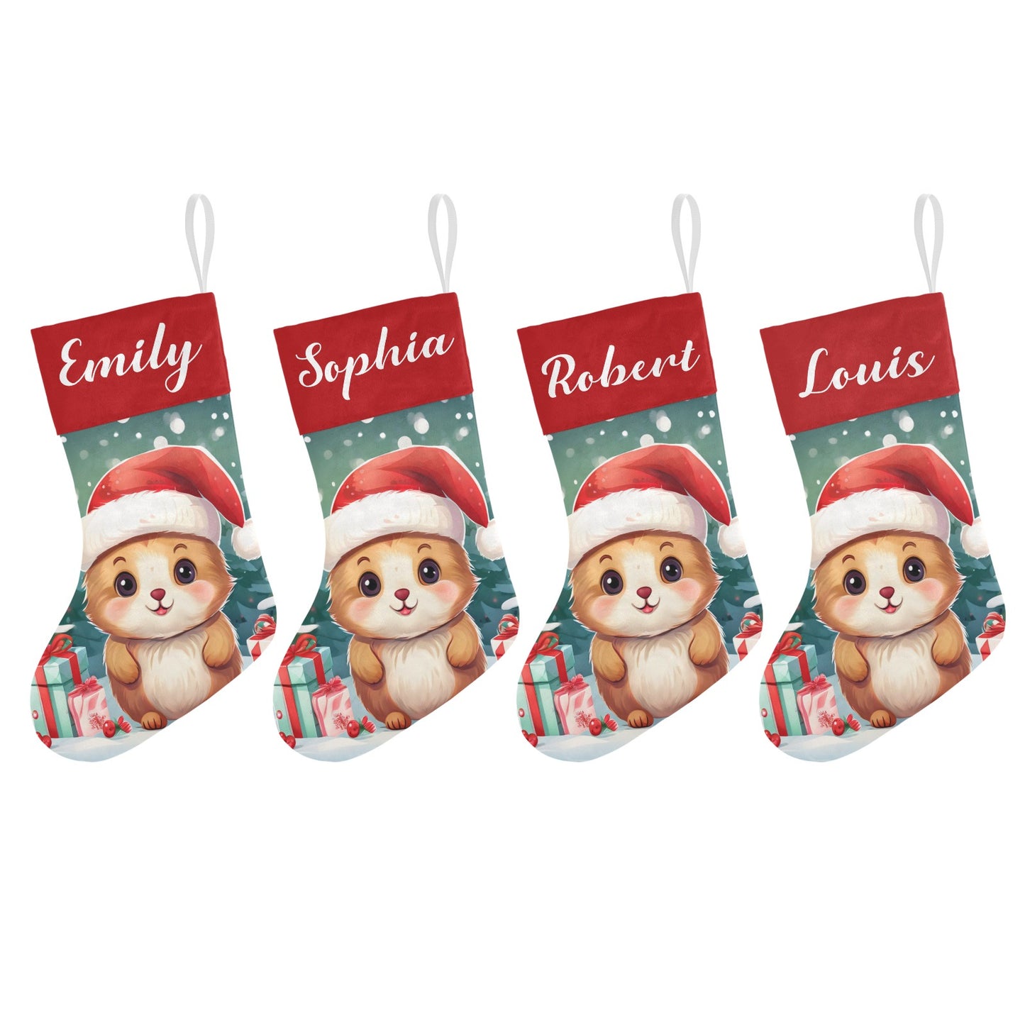 Cute Animals Christmas Stocking Custom Name Christmas Socks Gift