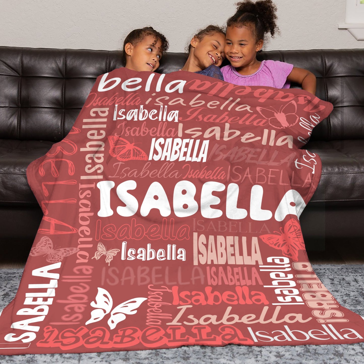 Red Flannel Blanket Name Blanket Personalized Blanket for Adult Kids Flannel Customize Throw Blanket Custom