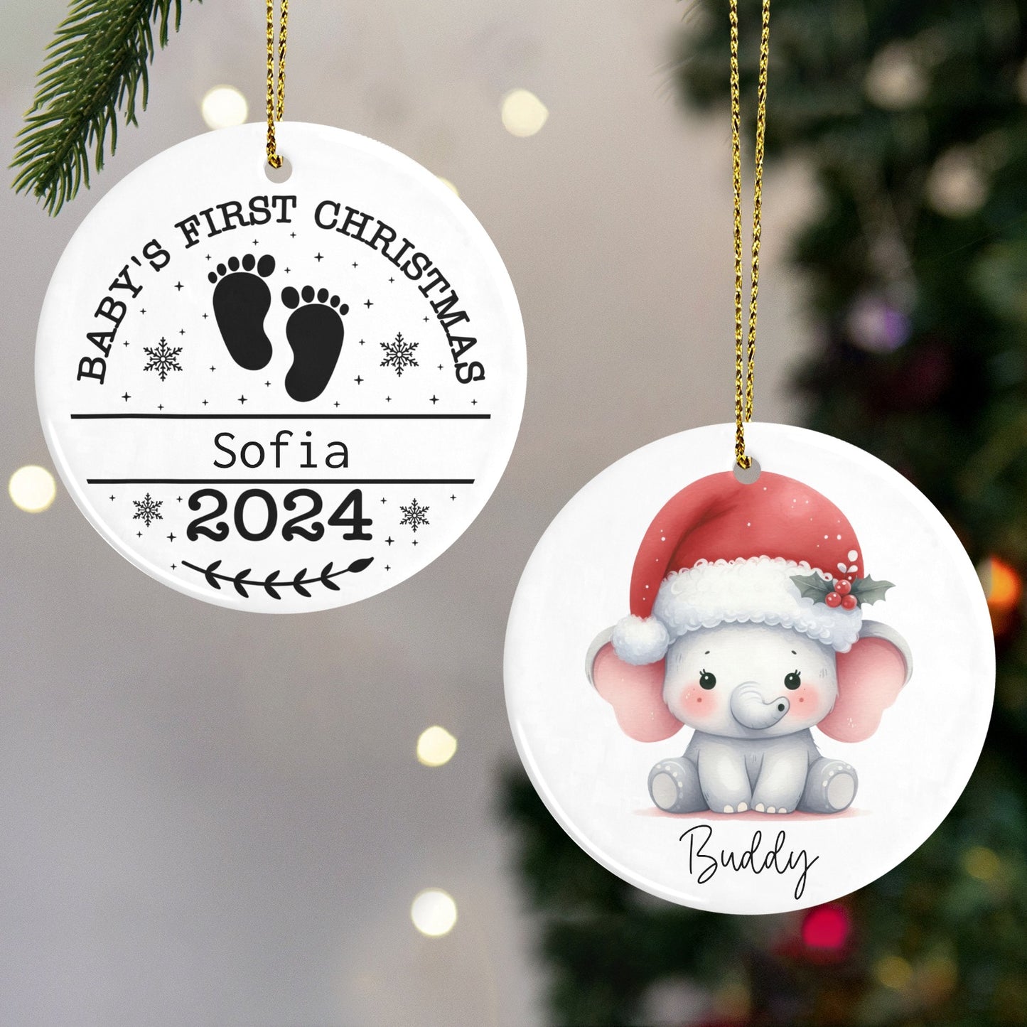 baby Christmas Ornaments Custom Name Santa Gift