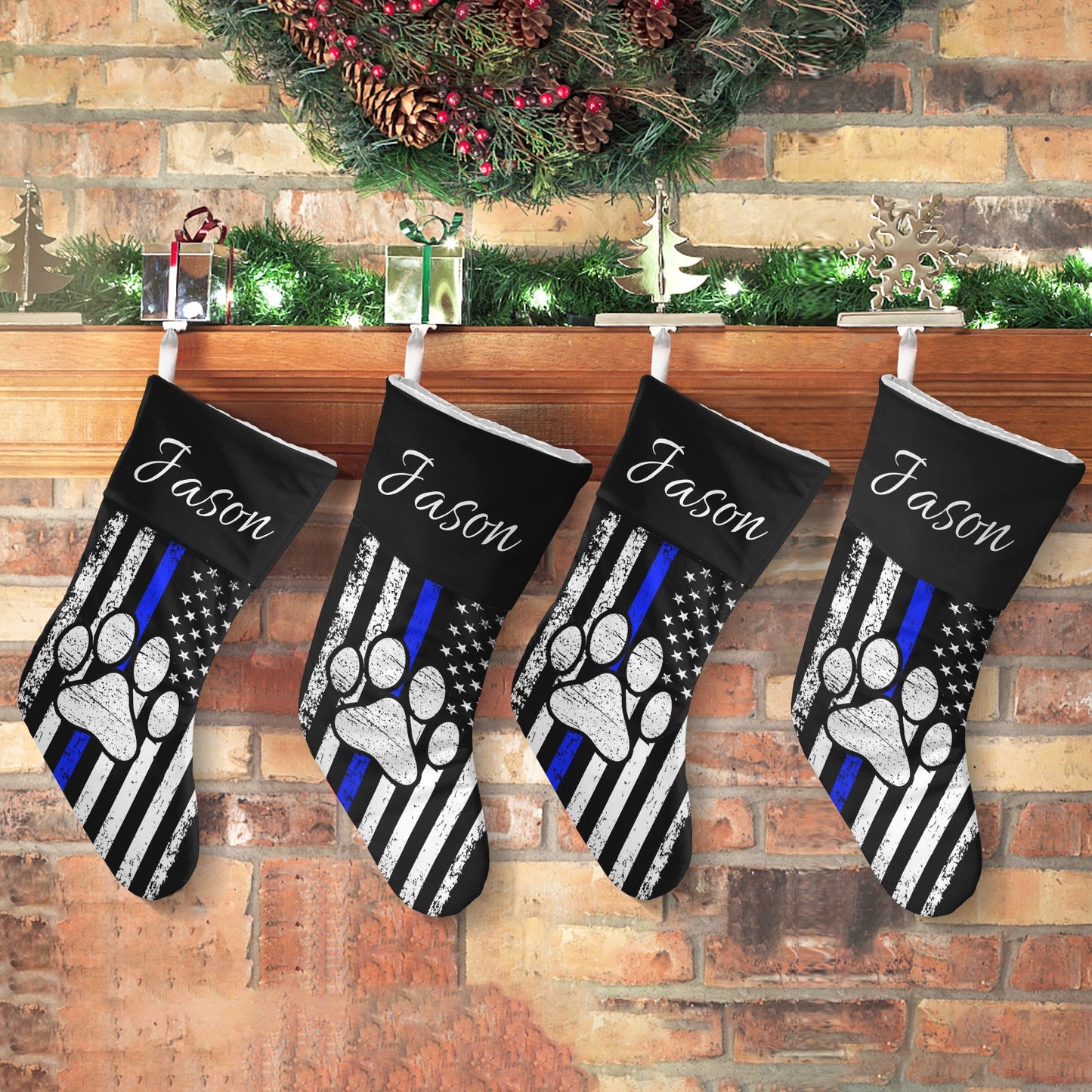 American Cat Claw Christmas Stocking Custom Name Santa Socks Gift