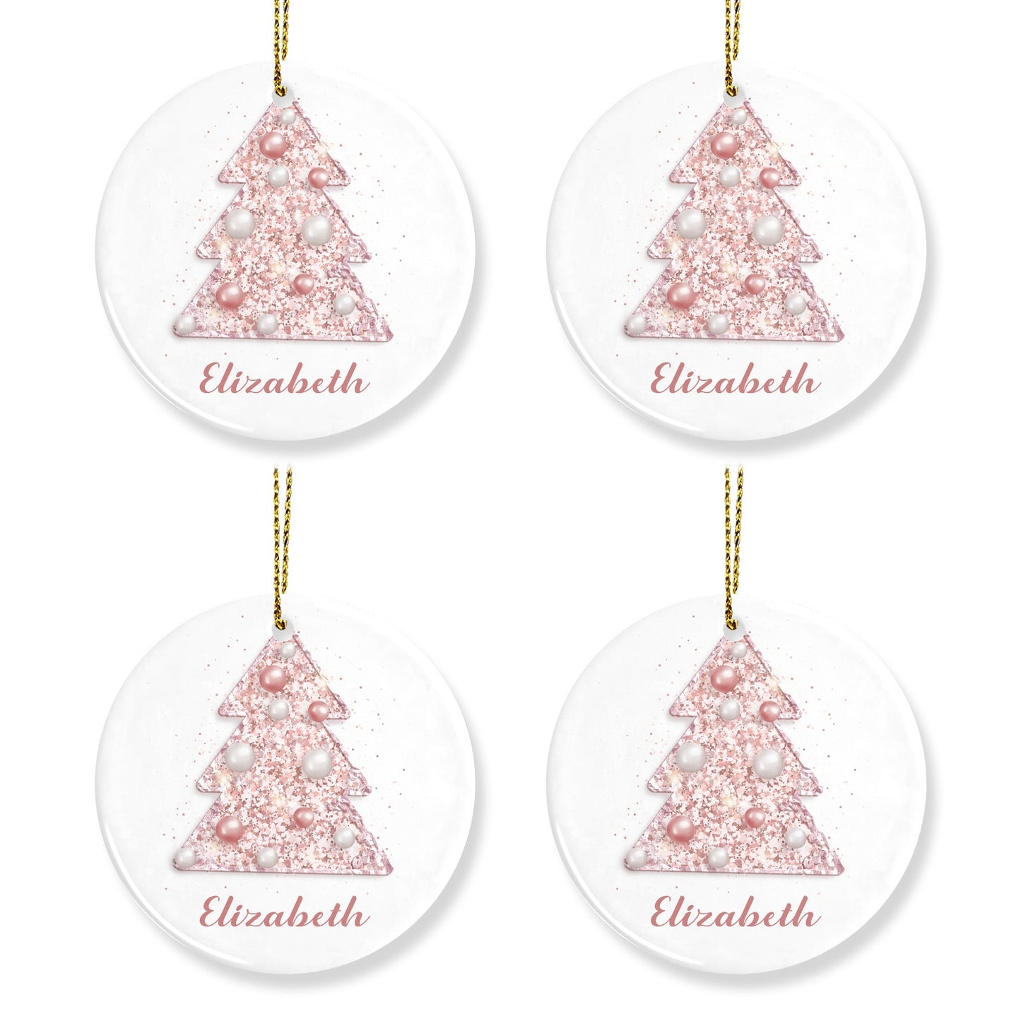 Rose Gold Christmas Tree Christmas Ornaments Custom Name Santa Gift