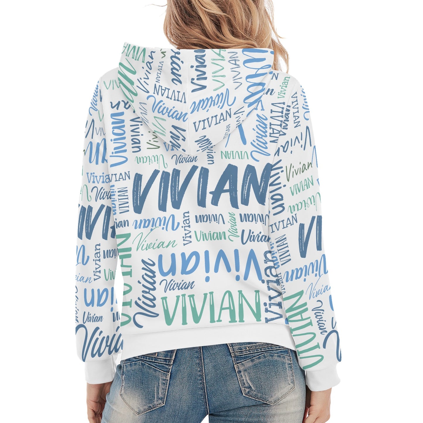 White Unisex Heavy Blend Hoodie Customized Hooded Sweatshirt with Name Women and Girl