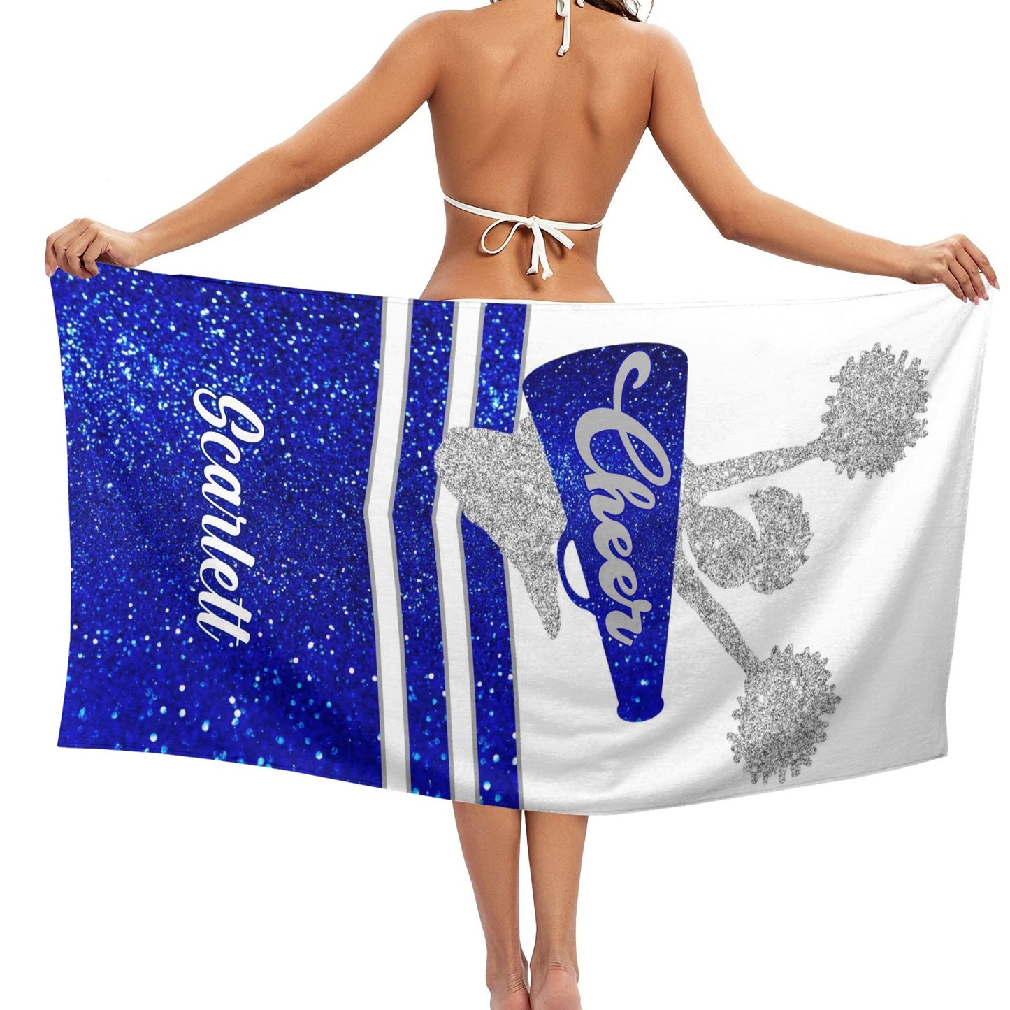 Blue Cheer Beach Towel Custom Cotton/Poly Blend Pool Towel - Blue - Personalize with Your Name - Standard Size