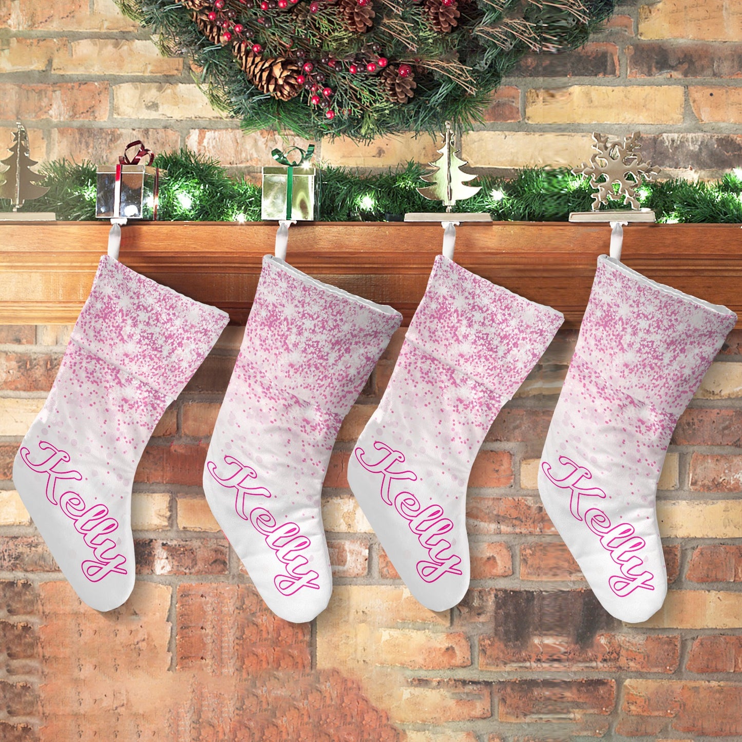 Pink Christmas Stocking Custom Name Santa Socks Gift