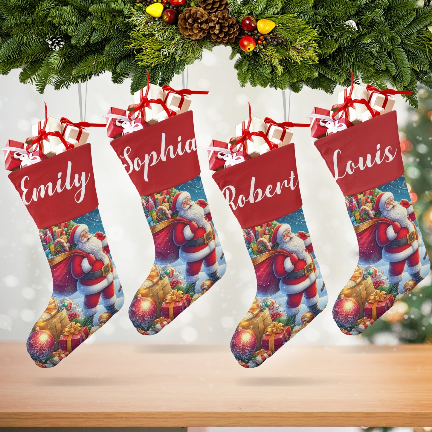 Santa Claus Christmas Stocking Custom Name Christmas Socks Gift