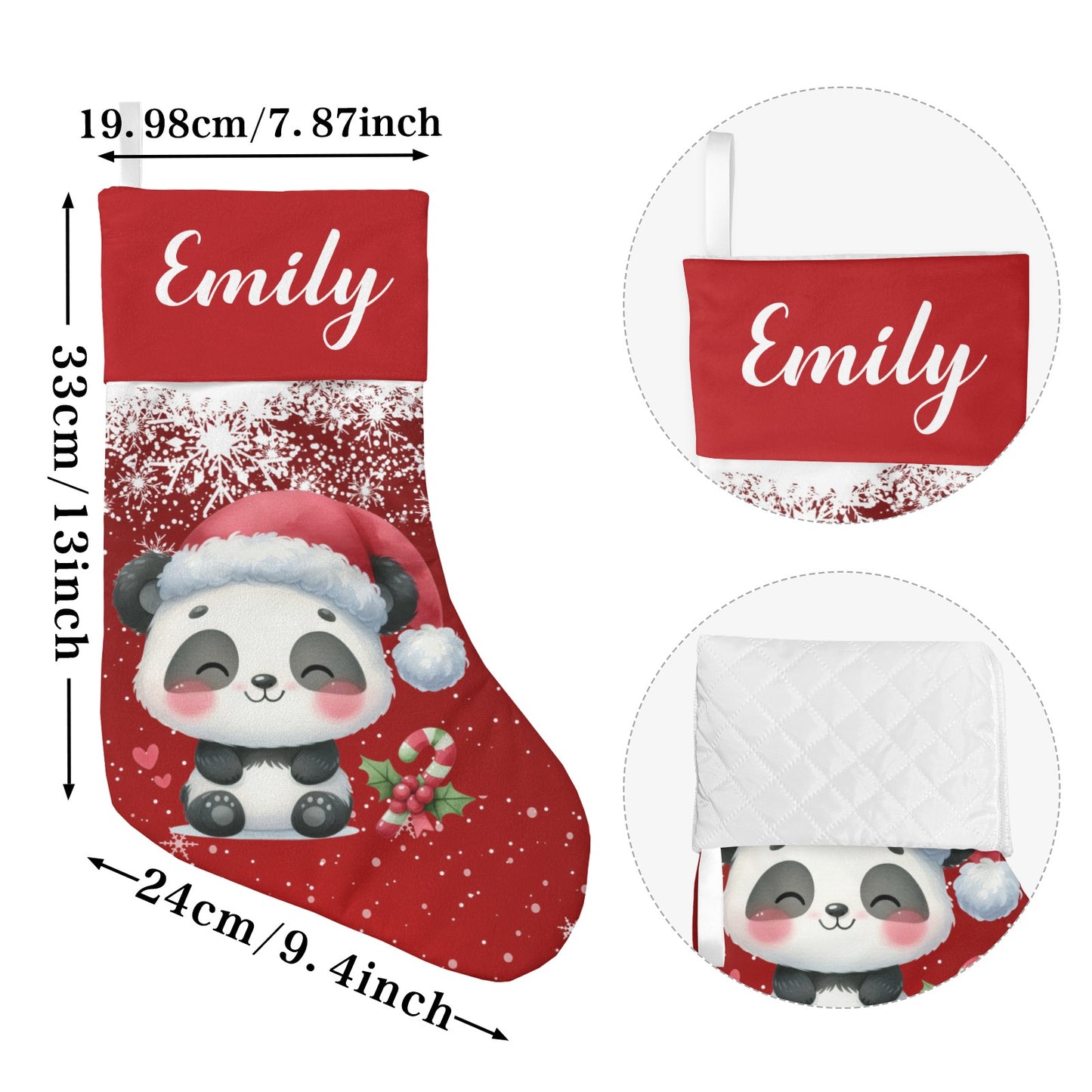 Panda Christmas Stocking Custom Name Christmas Socks Gift