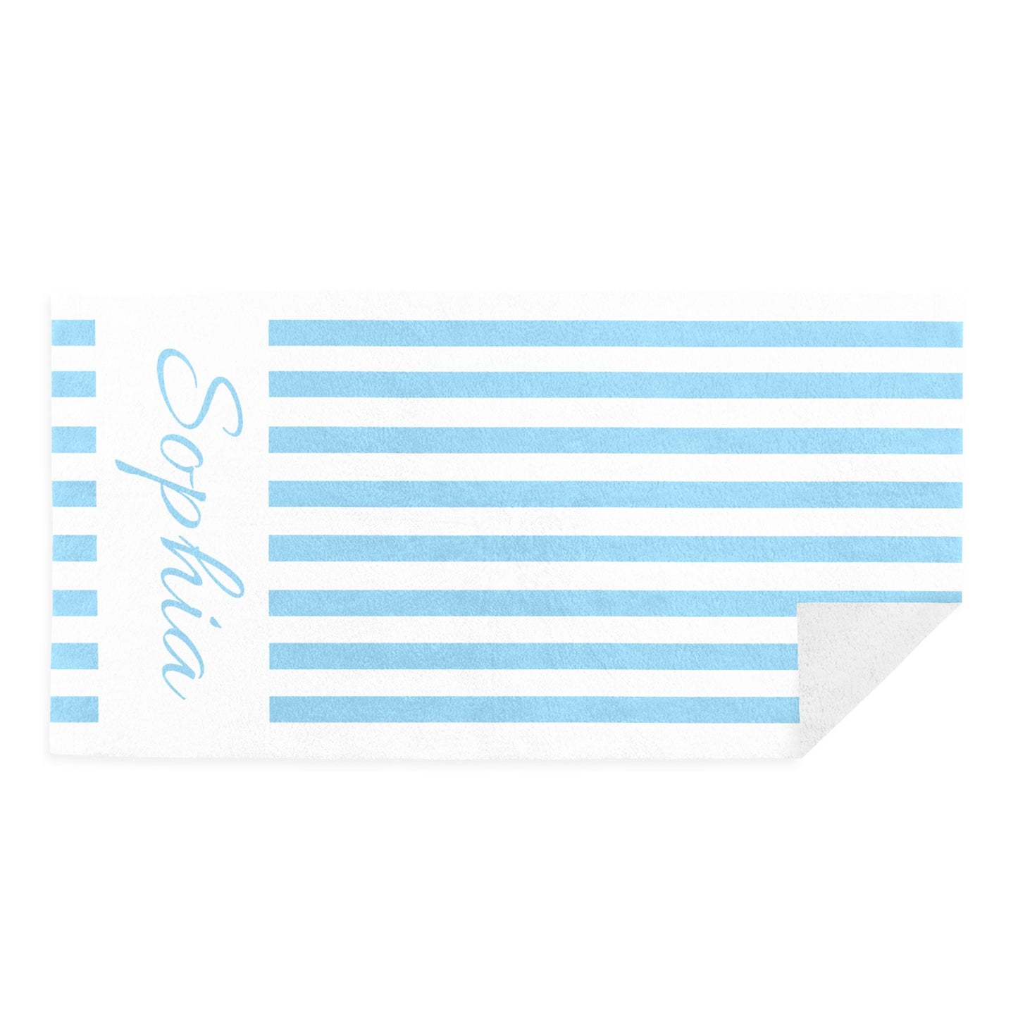 Blue Stripe Beach Towel Custom Cotton/Poly Blend Pool Towel - Blue - Personalize with Your Name - Standard Size