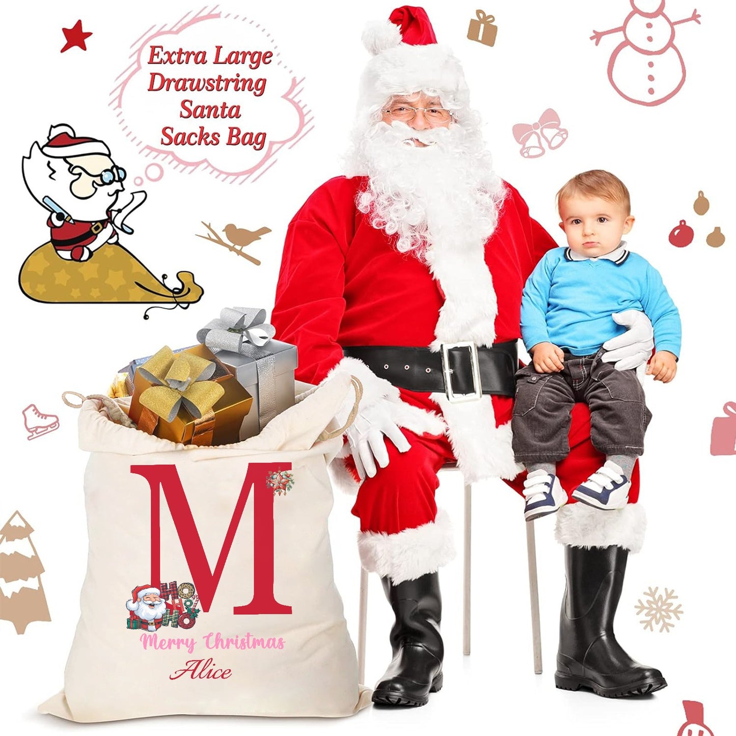 Christmas objects M Christmas Gift Bag 2024 Christmas Best Gift for Children