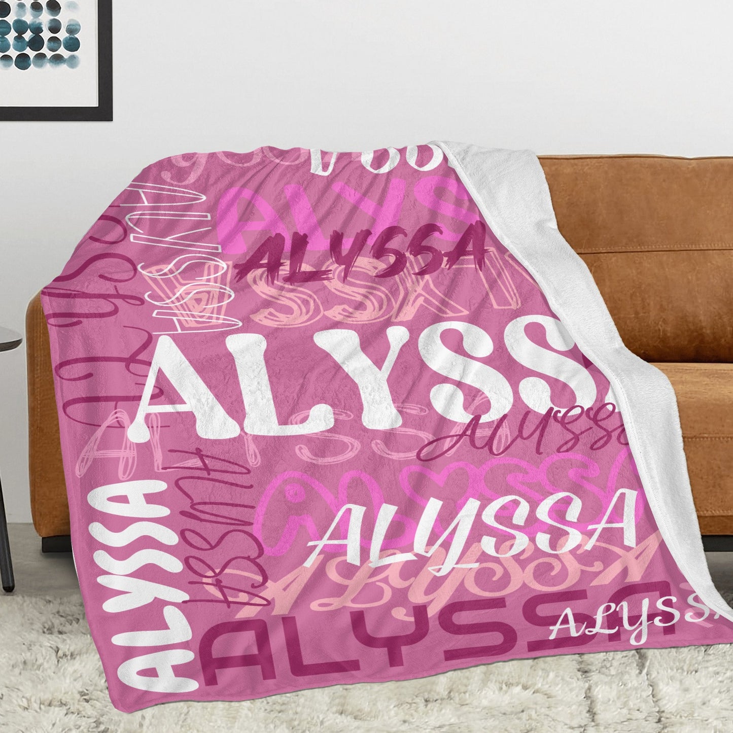 Plum Purple Flannel Blanket Name Blanket Personalized Blanket for Adult Kids Flannel Customize Throw Blanket Custom