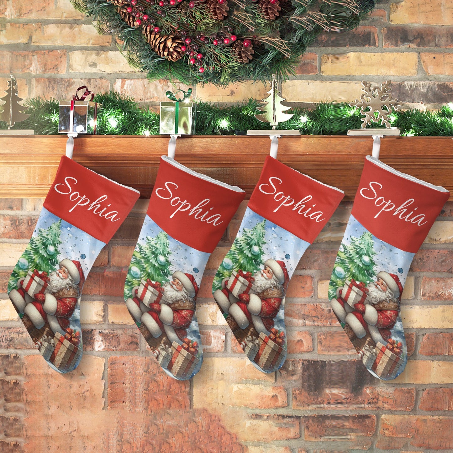 Santa Claus Christmas Stocking Custom Name Santa Socks Gift