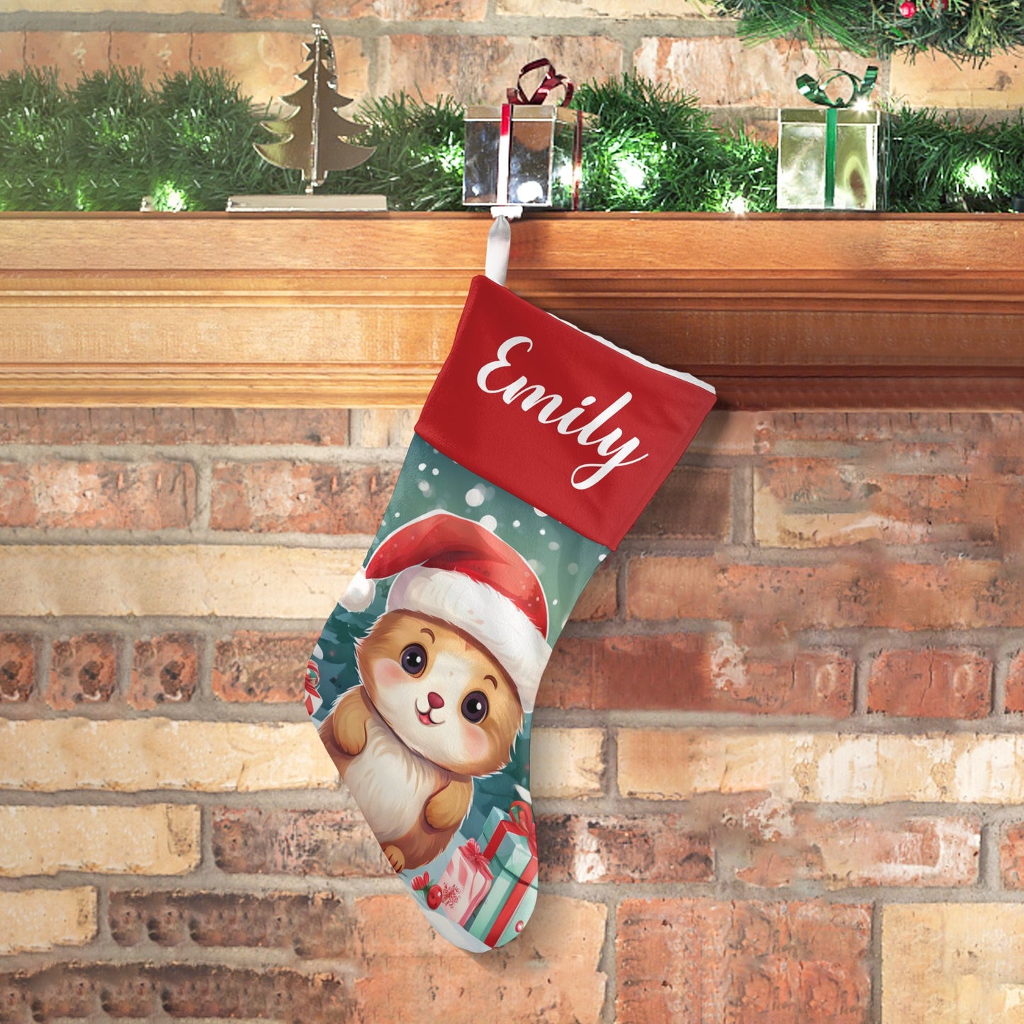 Cute Animals Christmas Stocking Custom Name Christmas Socks Gift