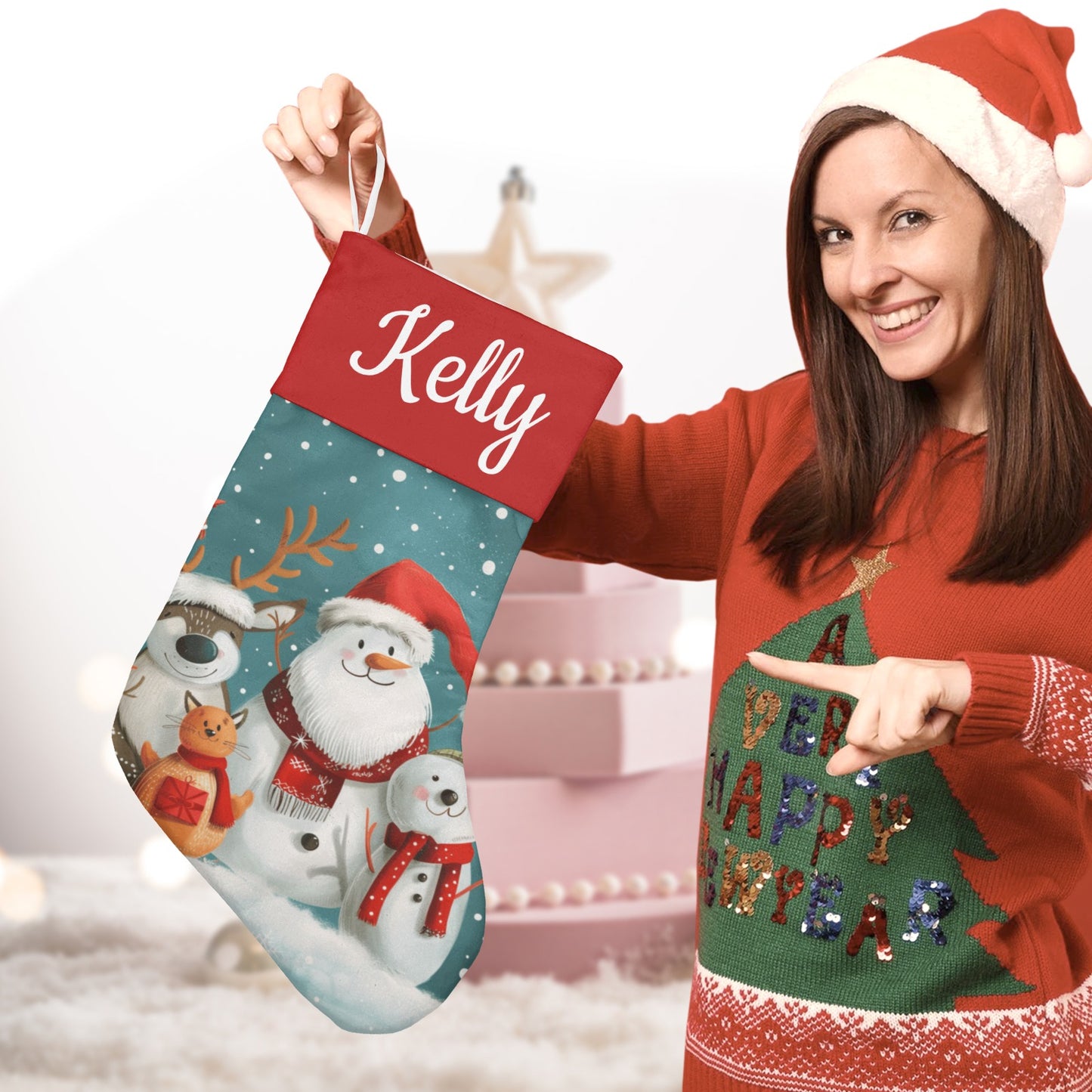 Snowman Christmas Stocking Custom Name Santa Socks Gift