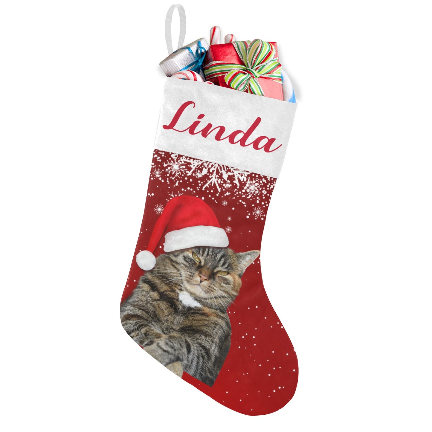 Christmas Cat Christmas Stocking Custom Name Christmas Socks Gift