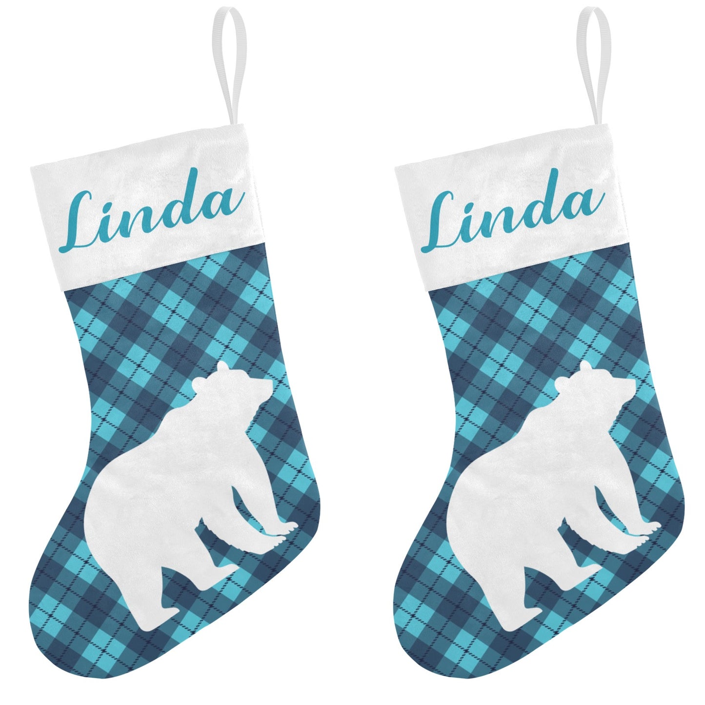 Blue Buffalo Bear Christmas Stocking Custom Name Christmas Socks Gift