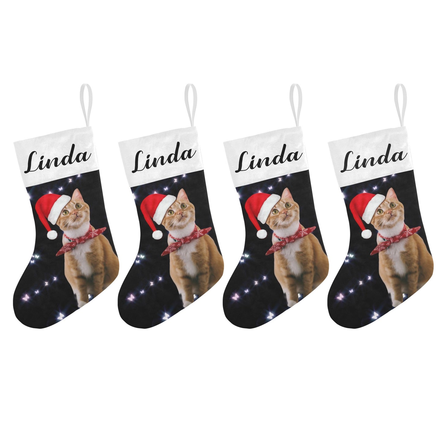 Butterfly Cat Christmas Stocking Custom Name Christmas Socks Gift