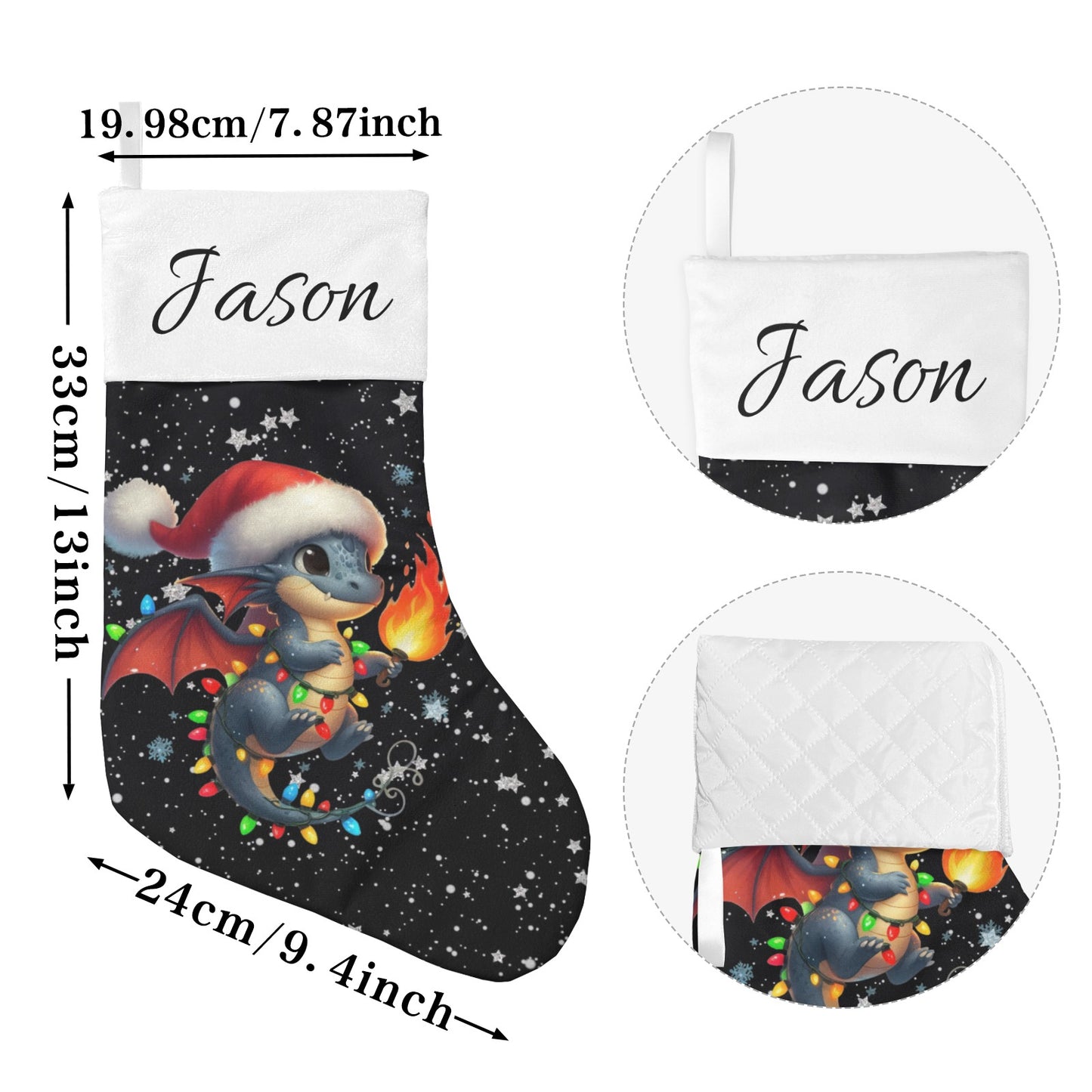 Dinosaur Christmas Stocking Custom Name Santa Socks Gift