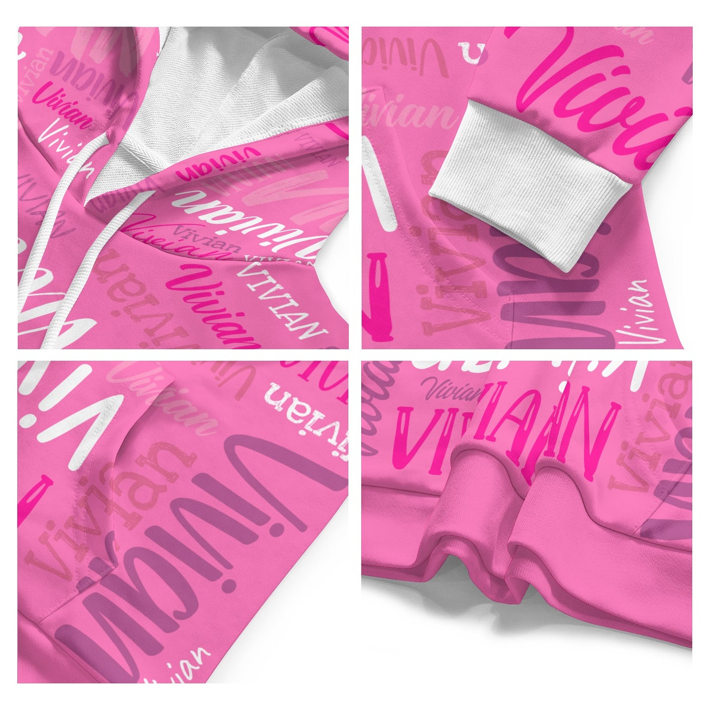 Pink Unisex Heavy Blend Hoodie Customized Hooded Sweatshirt with Name Women and Girl