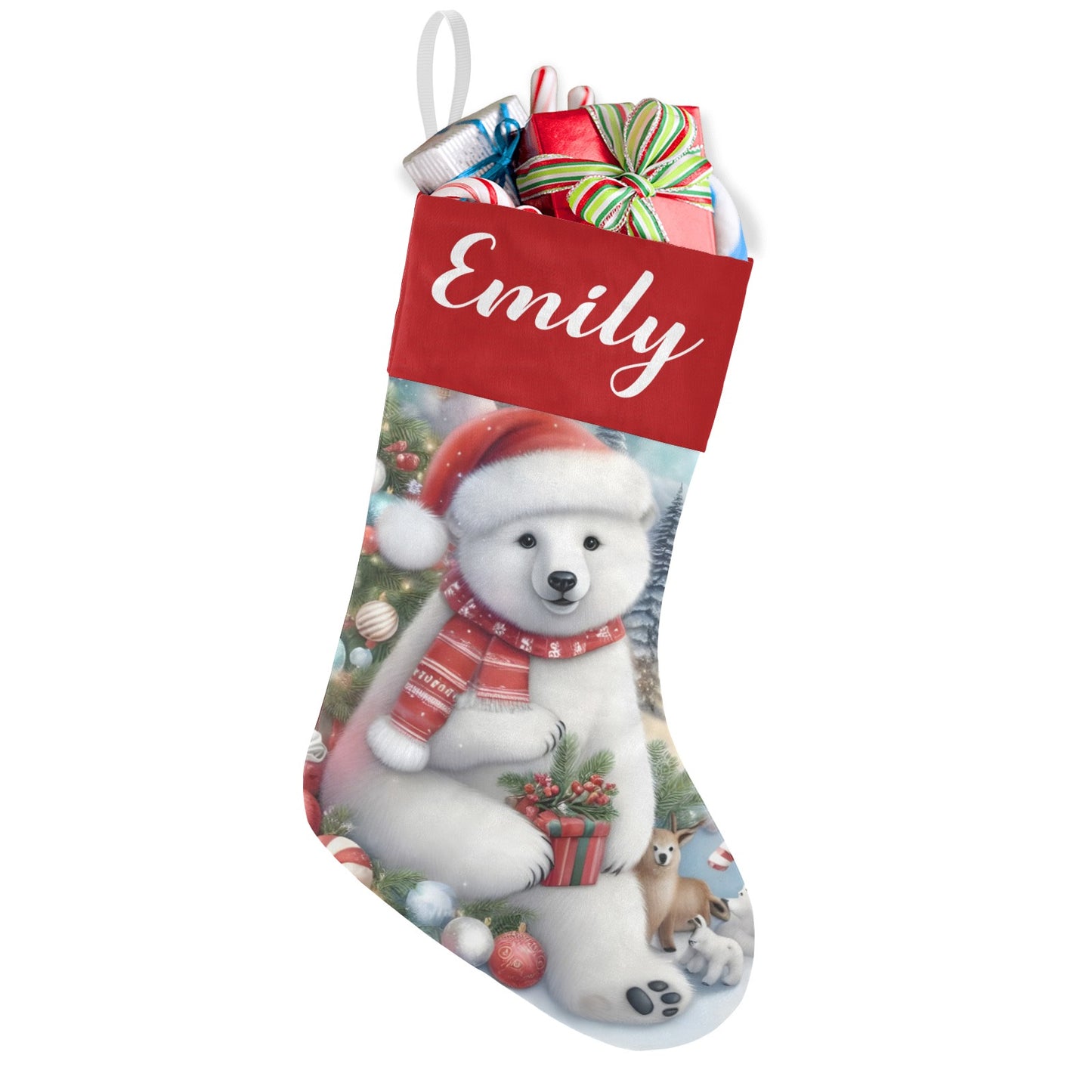 Bear Christmas Stocking Custom Name Christmas Socks Gift